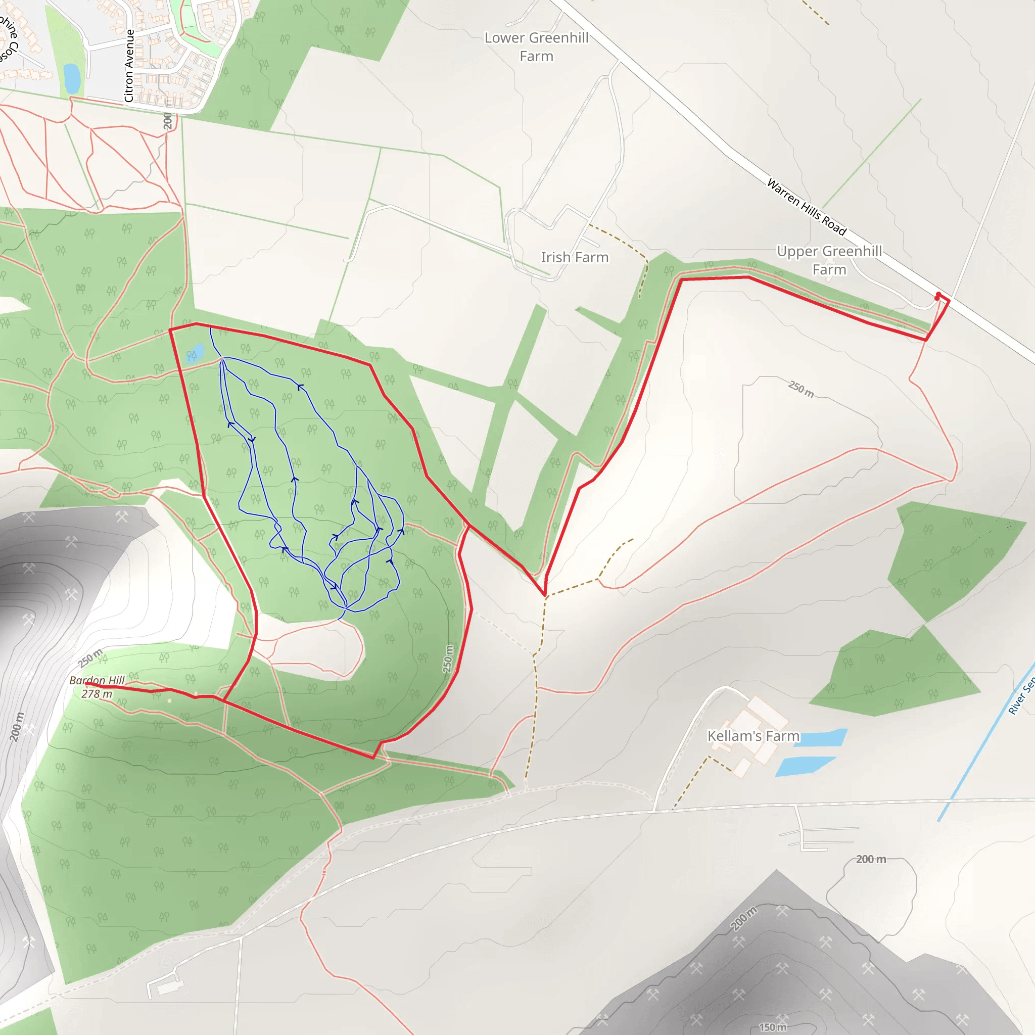 Bardon Hill from Warren Hills Road mobile static map