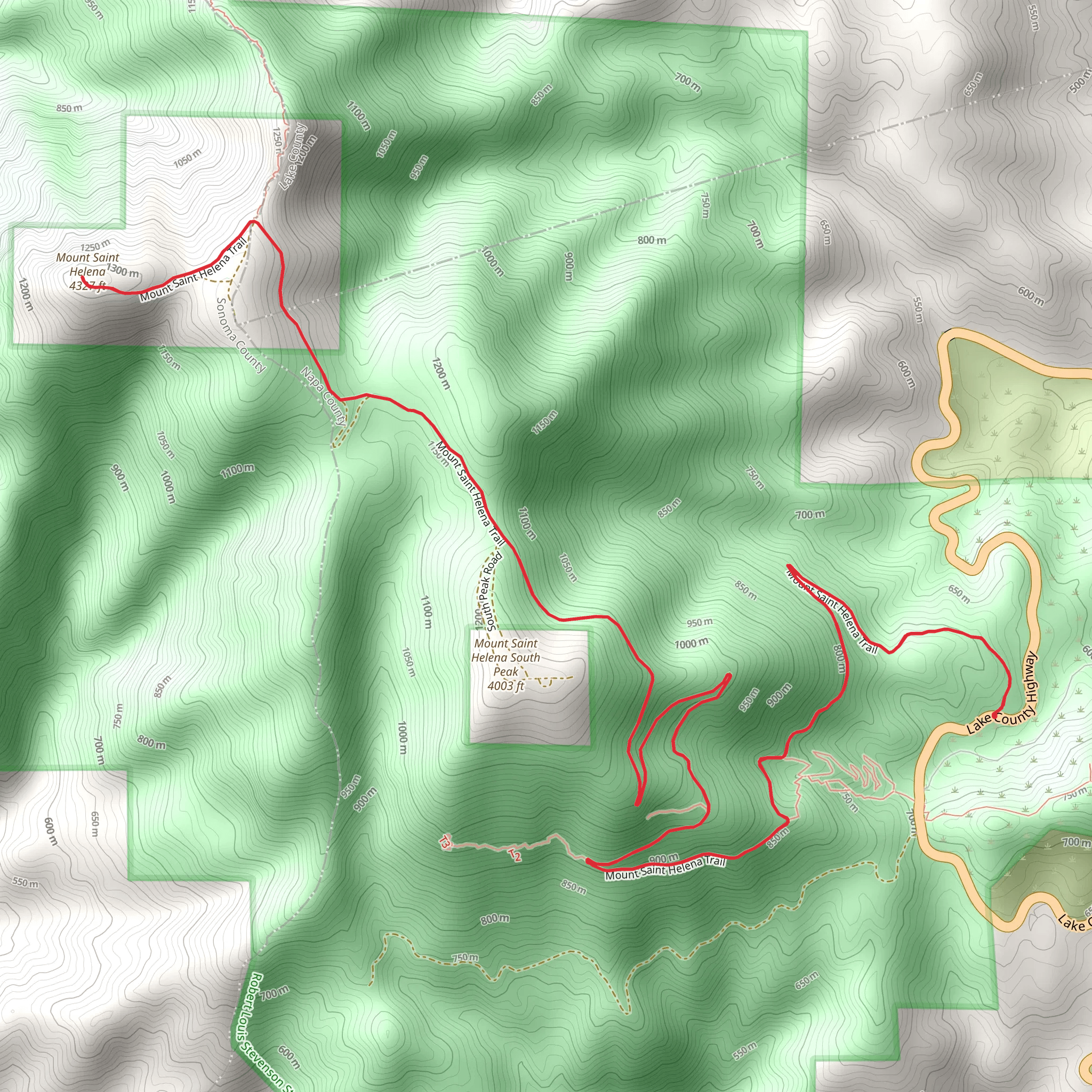 Mount Saint Helena Trail mobile static map