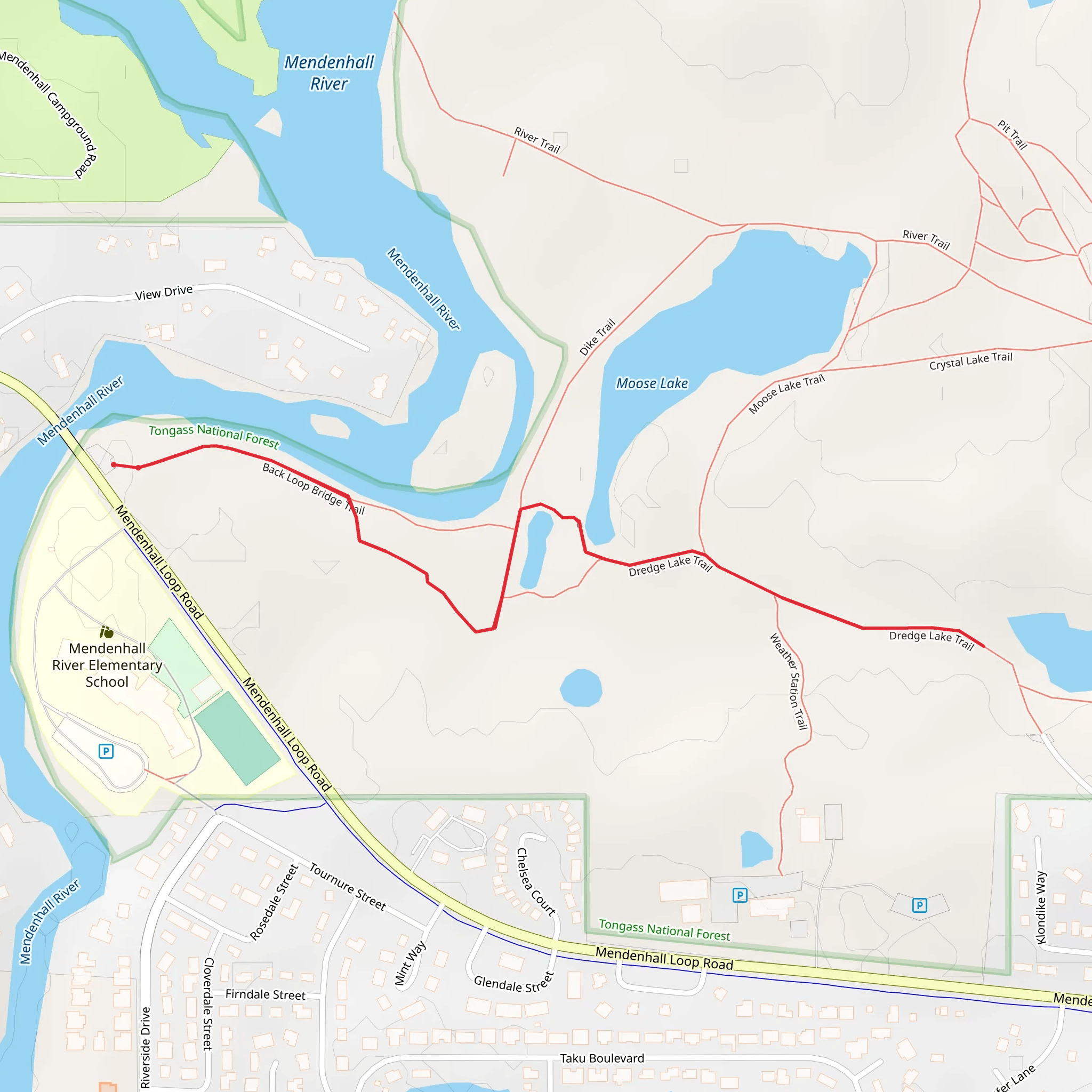 Back Loop Bridge and Dredge Lake Trail mobile static map