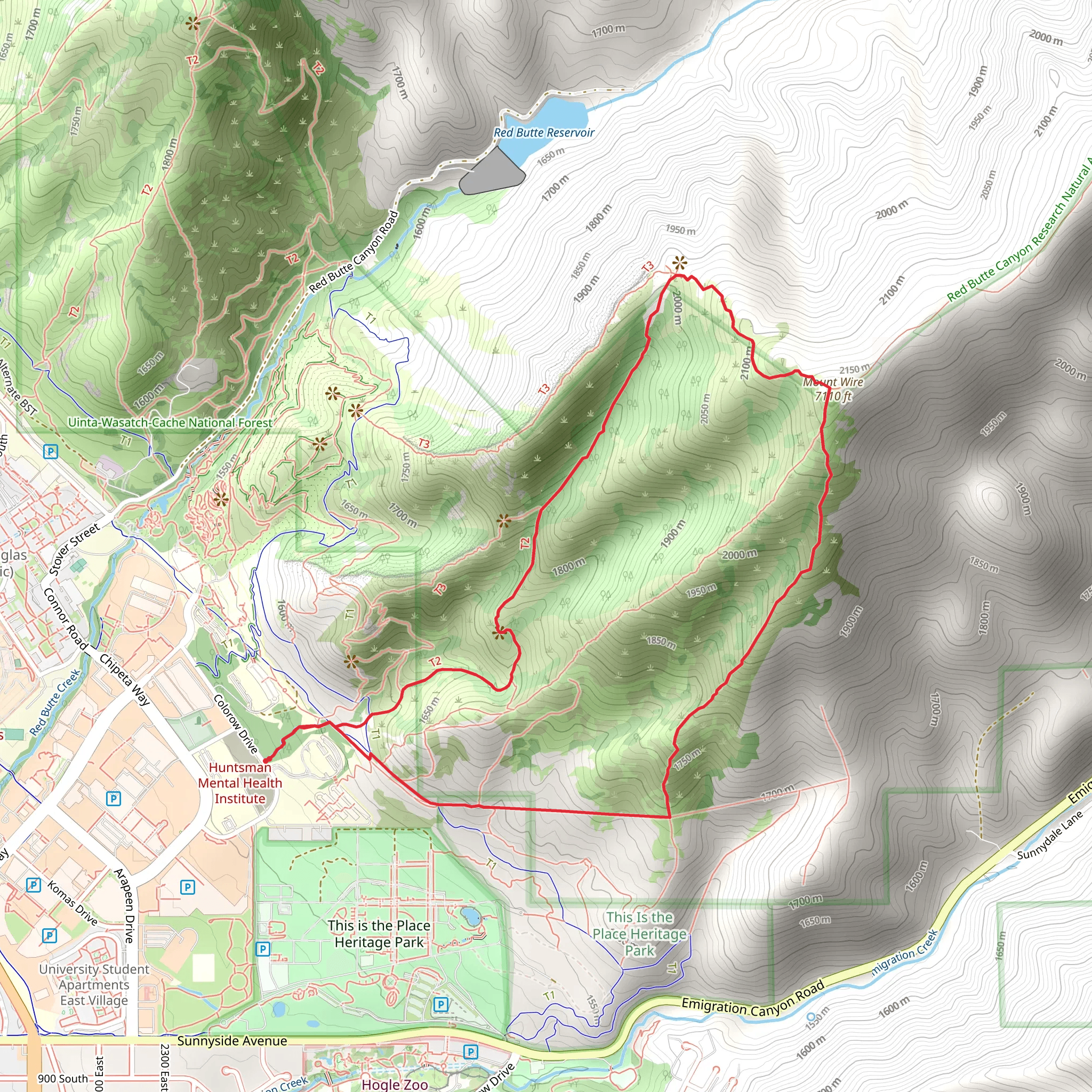 Living Room Trail and Mount Wire South Trail mobile static map