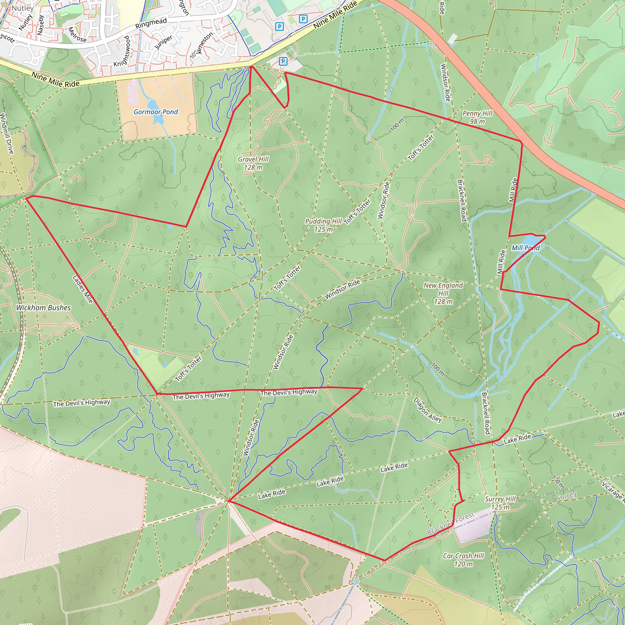 Swinley Forest Walk mobile static map
