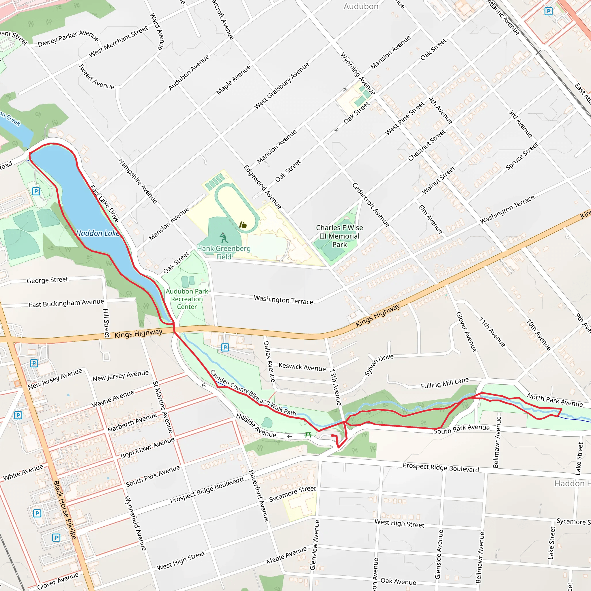 Haddon Lake and South Branch Newton Creek Loop mobile static map