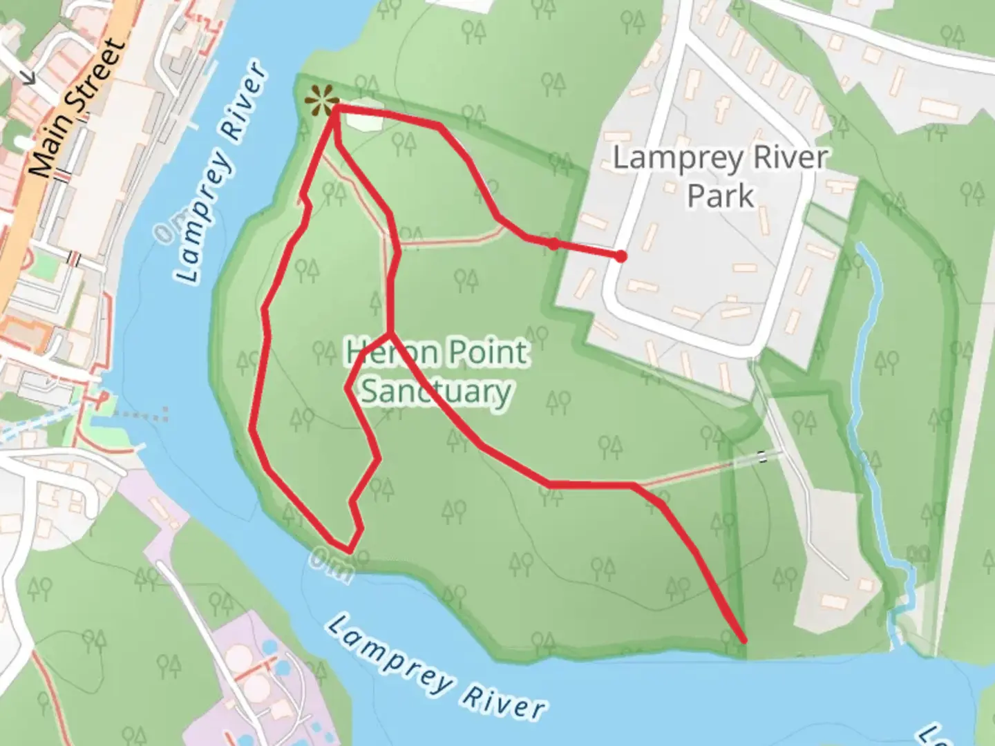 An image depicting the trail Lamprey River Park Loop and its surrounding area.