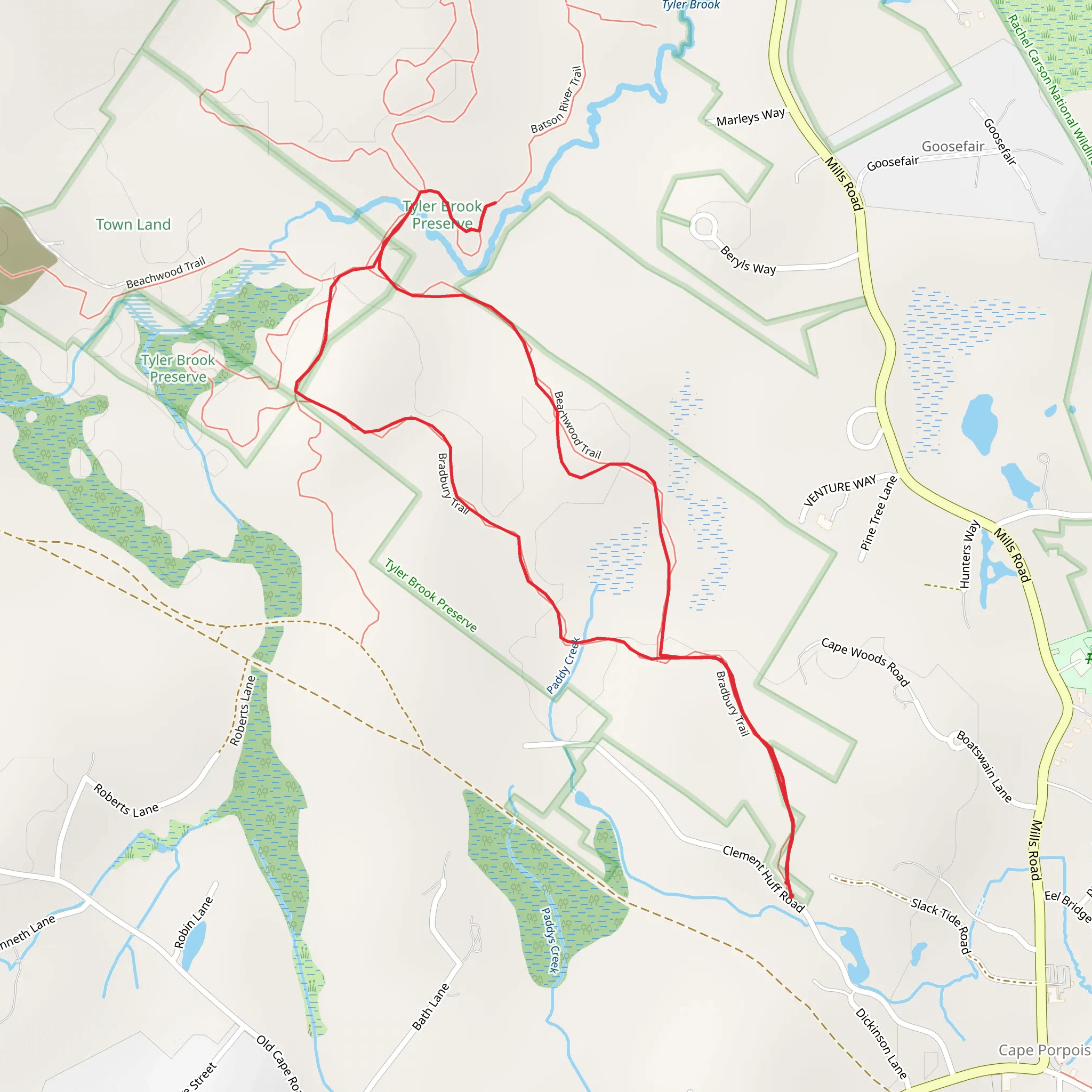 Tyler Brook Loop from Clement Huff Road mobile static map
