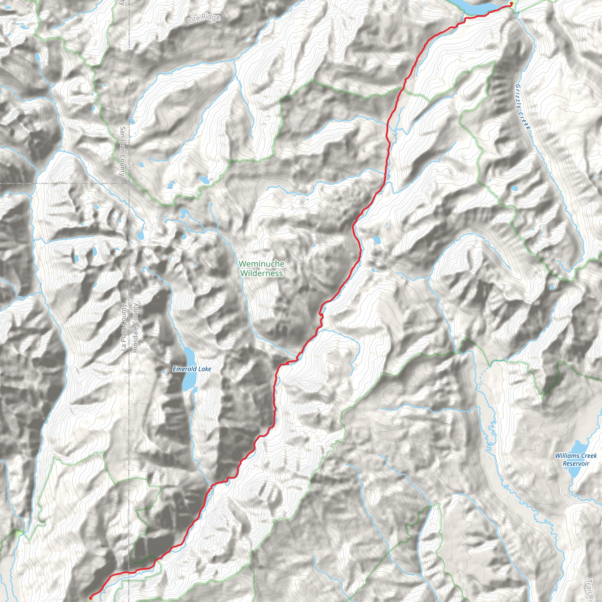 Pine River Trail to Weminuche Trail mobile static map