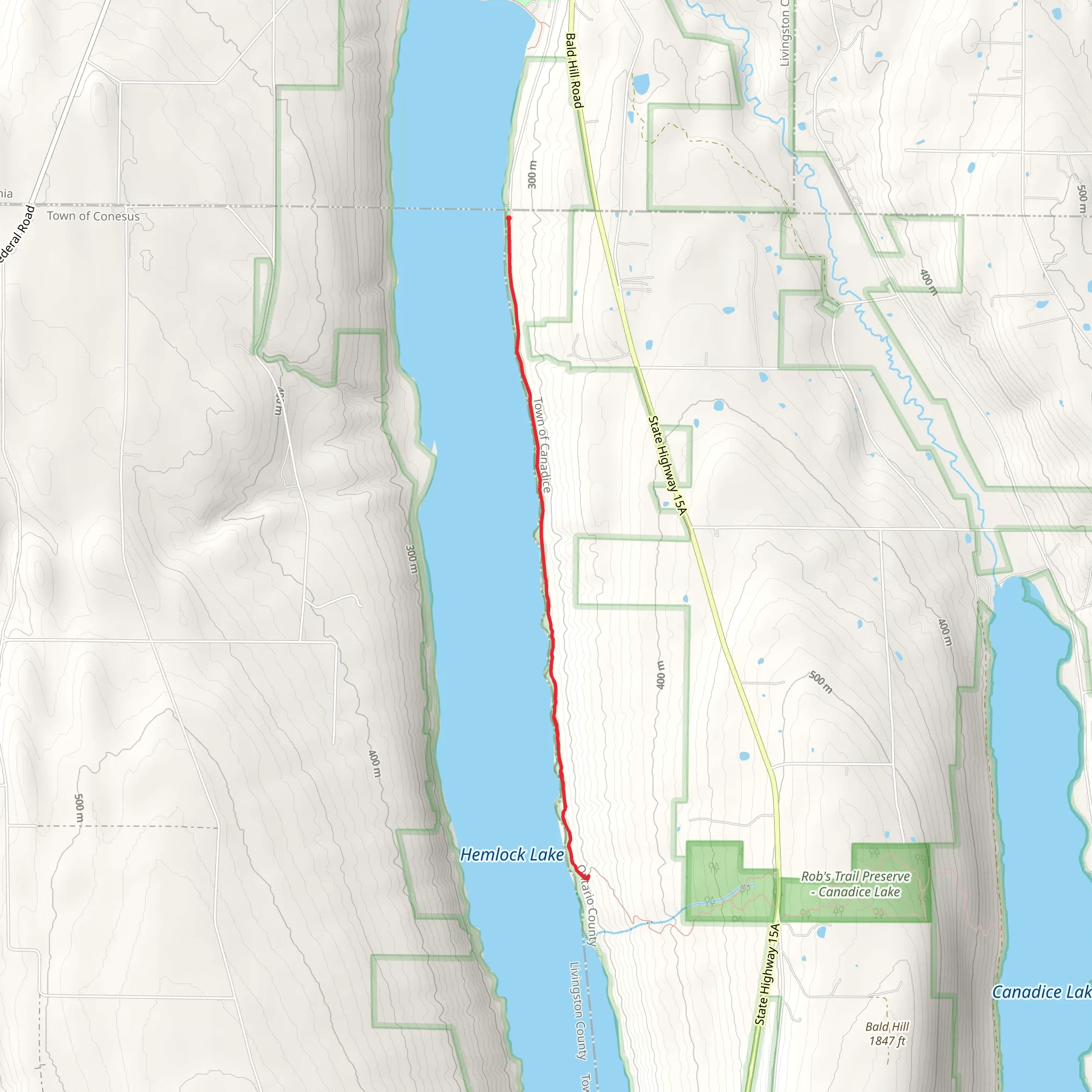 Hemlock Lake from East Lake Road Out and Back mobile static map