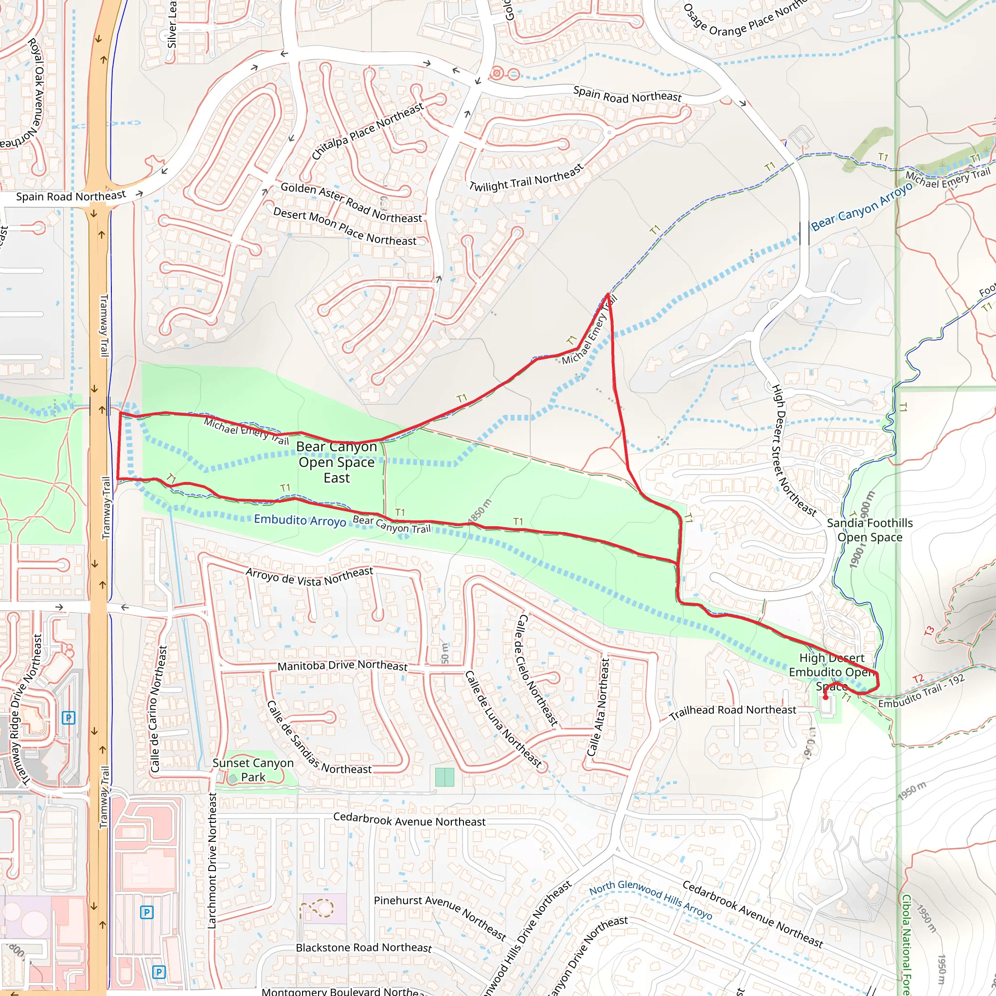 Bear Canyon Arroyo Open Space Loop mobile static map