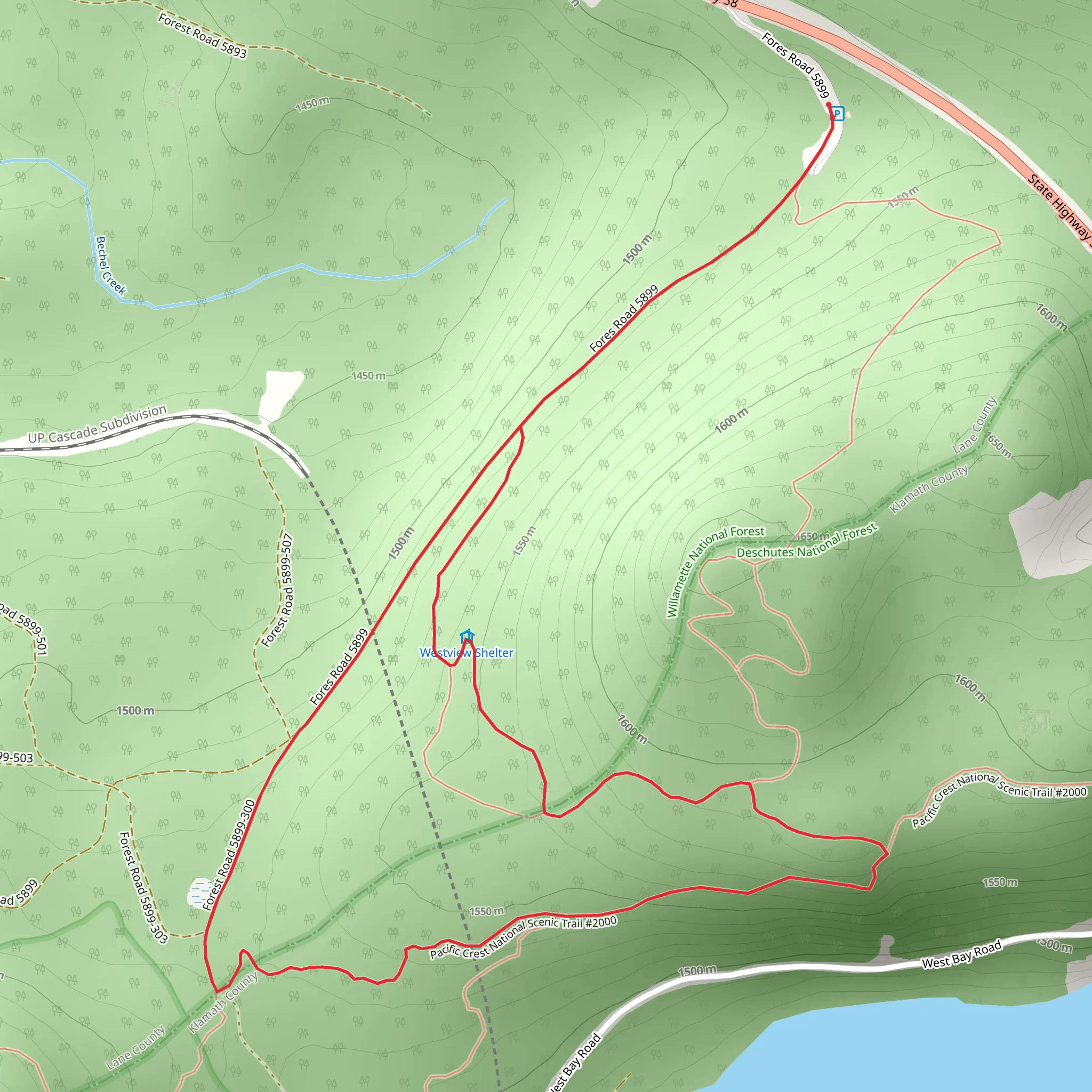 Pacific Crest National Scenic Trail Short Loop mobile static map