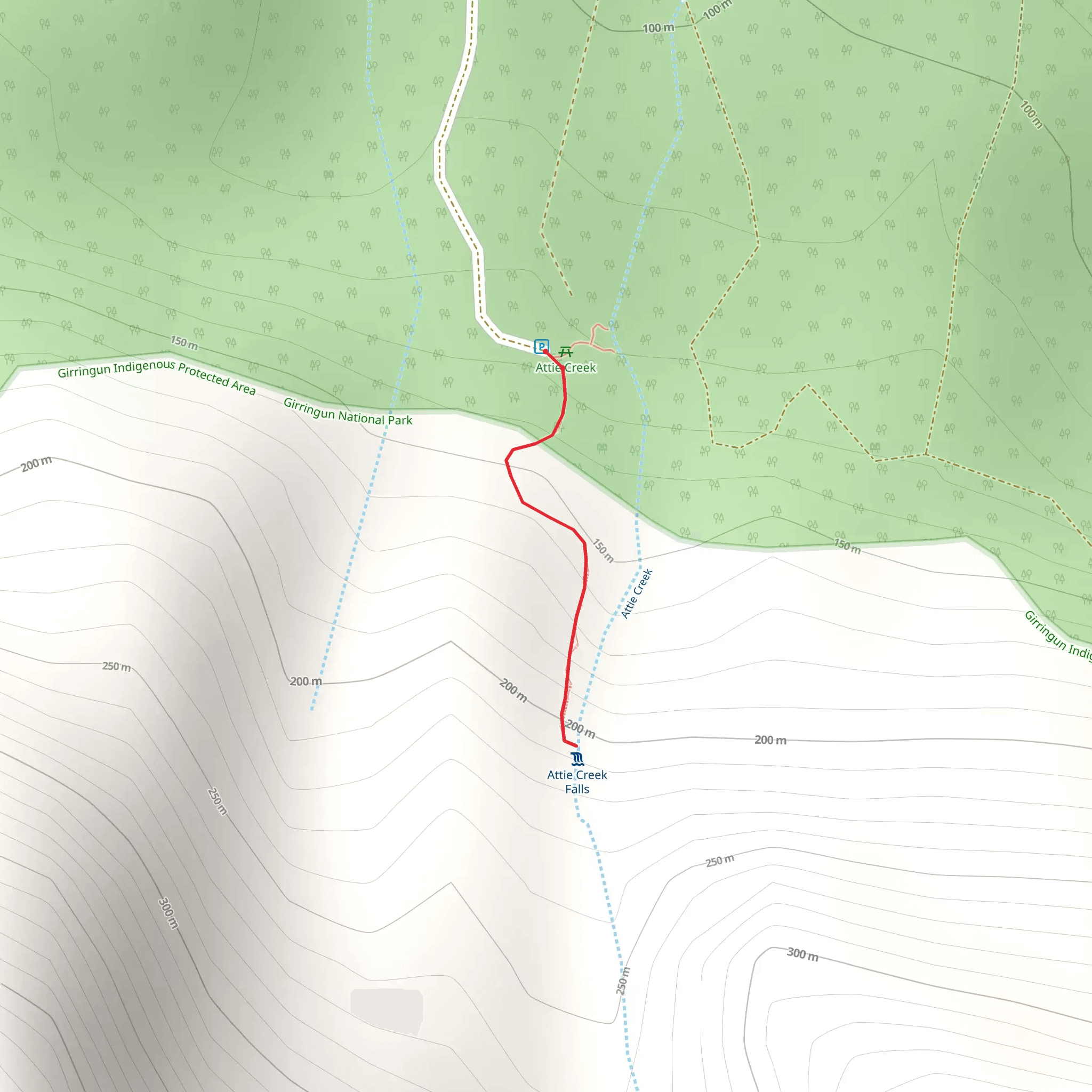 Attie Creek Falls Walk mobile static map