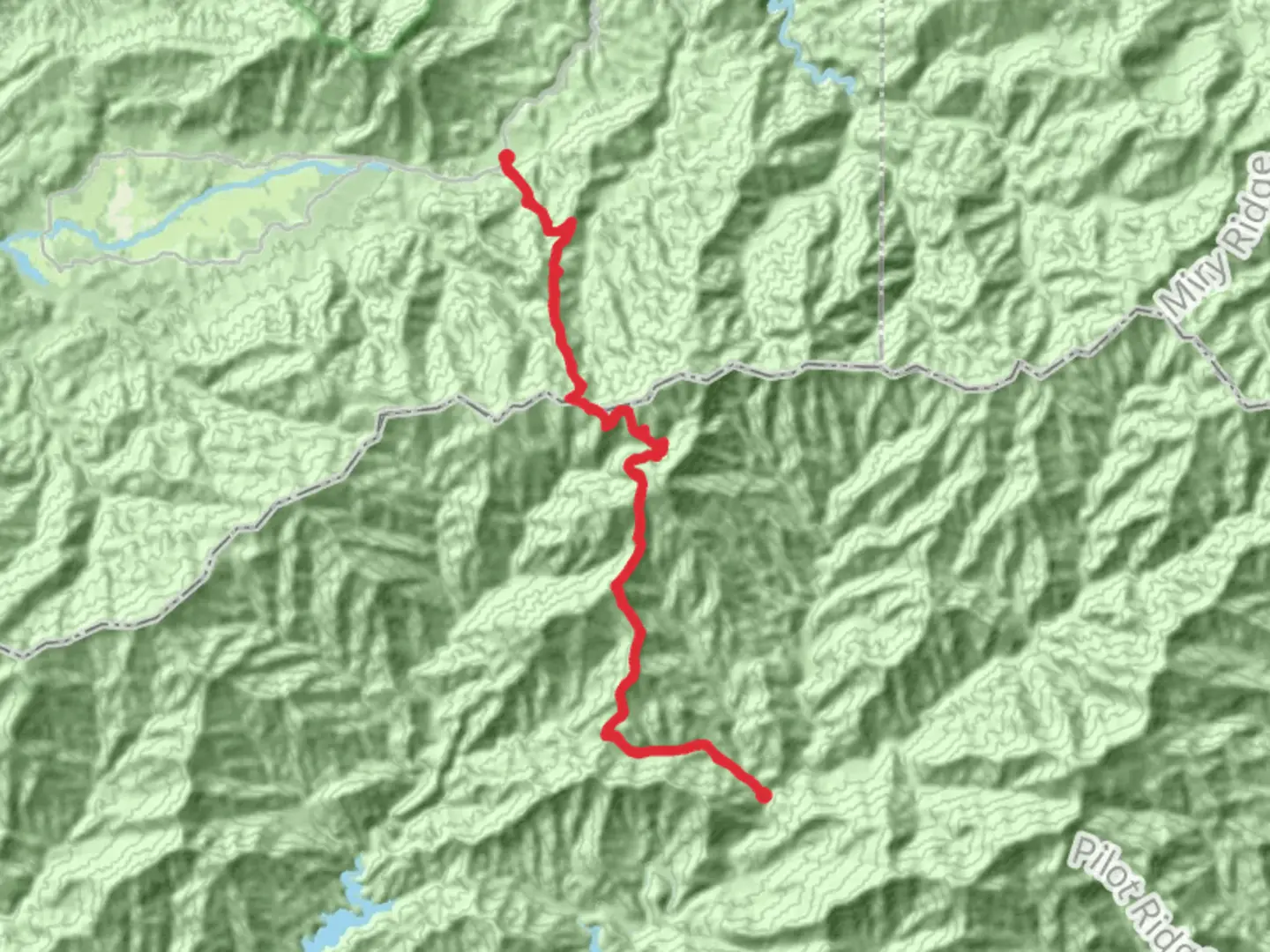 An image depicting the trail Jenkins Ridge via Lead Cove and Bote Mountain Trail and its surrounding area.
