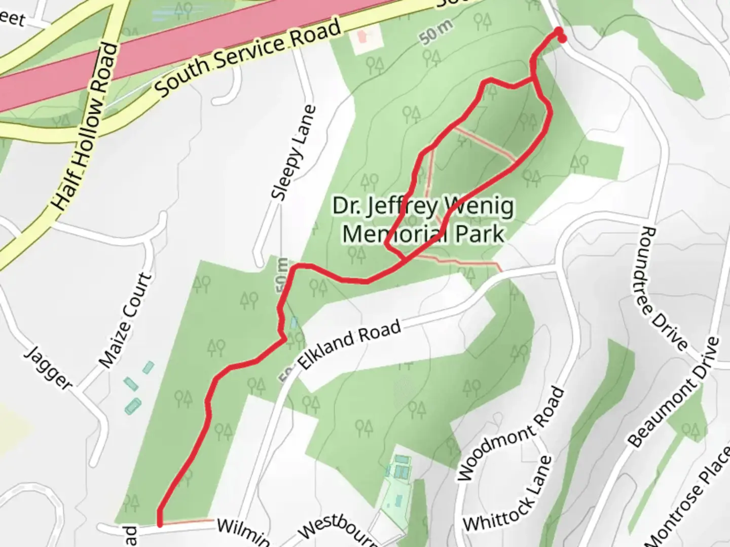 An image depicting the trail Dr Jeffrey Wenig Memorial Park Loop and its surrounding area.