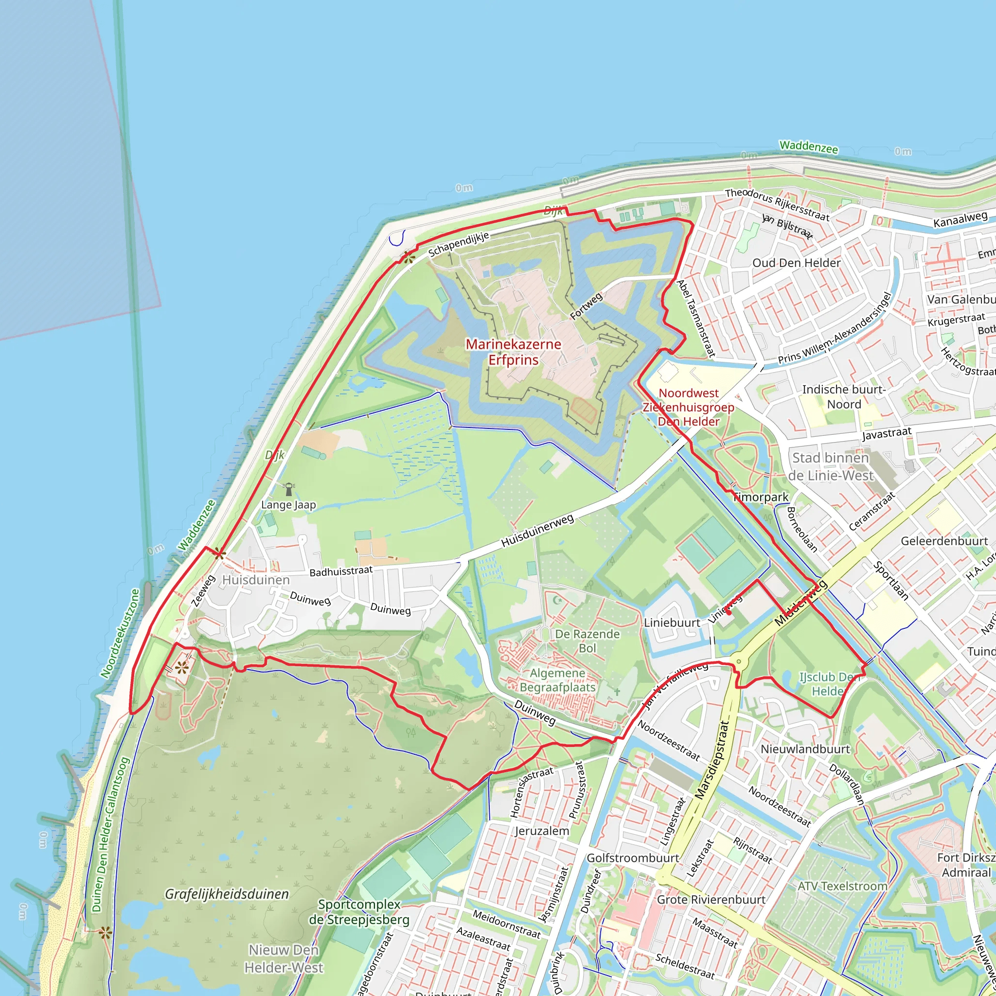 Fort Erfprins and Fort Kijkduin Loop mobile static map