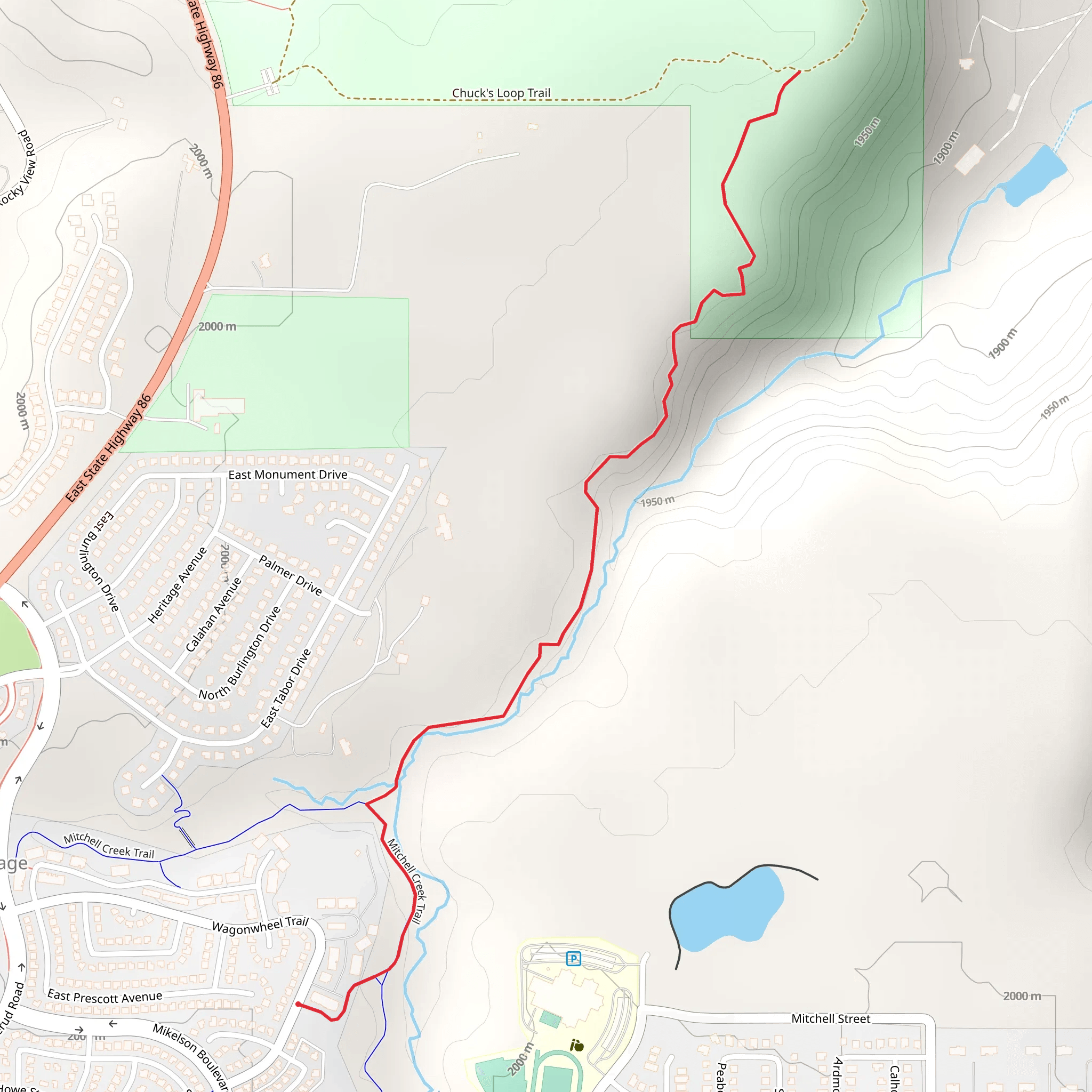 Mitchell Creek Canyon Trail mobile static map