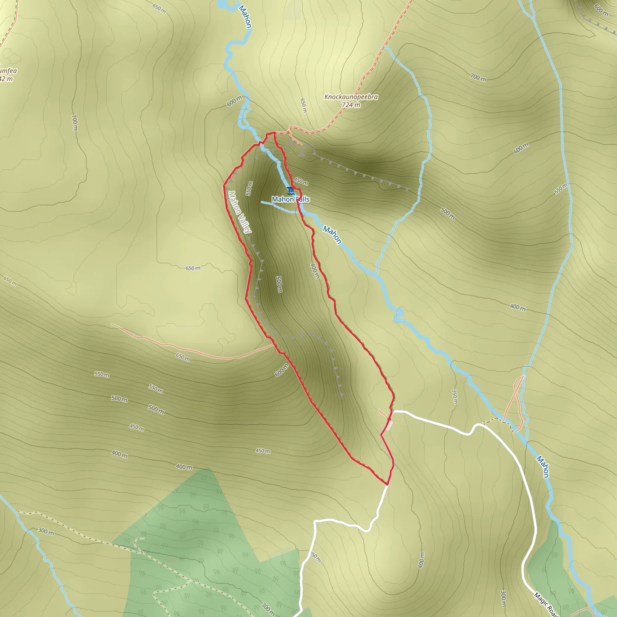 Mahon Valley to Mahon Falls mobile static map