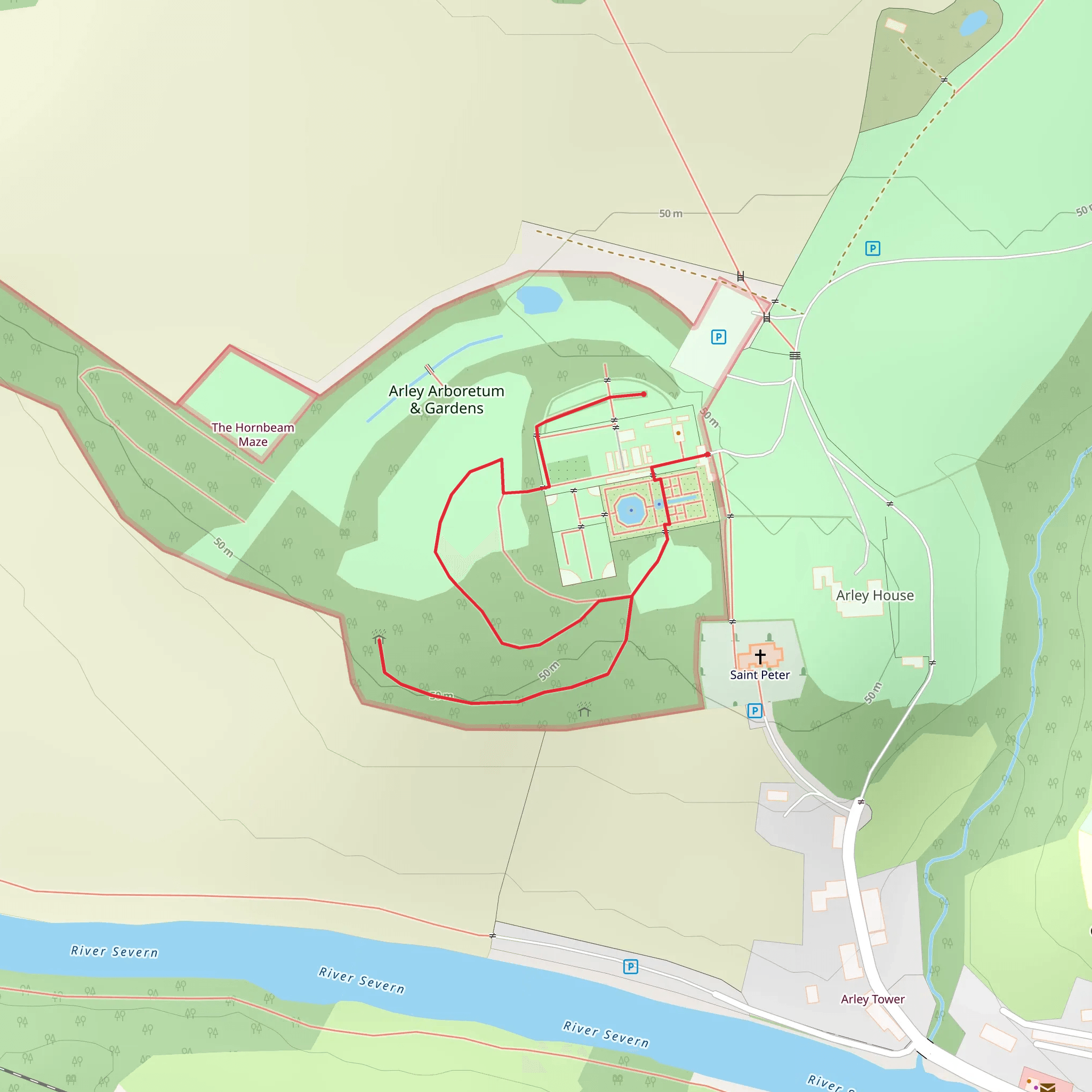 Arley Arboretum Walk mobile static map
