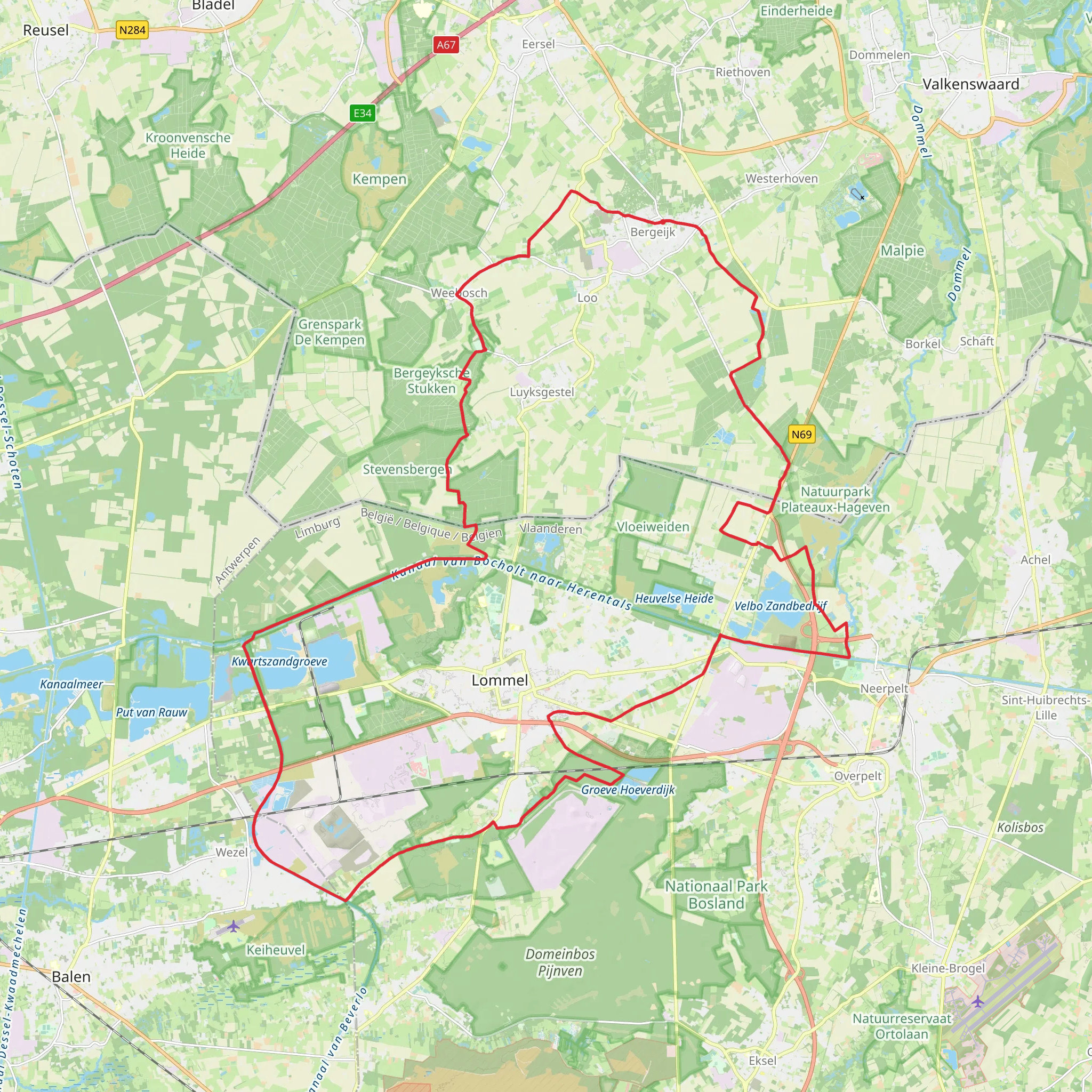 Eikenberg, Venakkerbosch, Bergeijkse Barriere and Enderheide Loop mobile static map