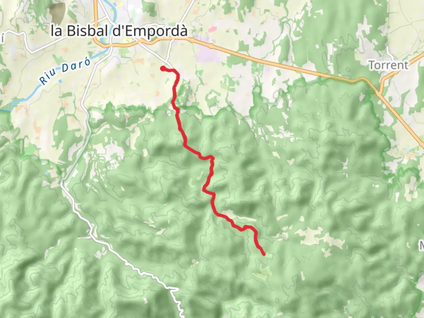 An image depicting the trail Path from Fontaneta to Fitor PR C 104 and its surrounding area.