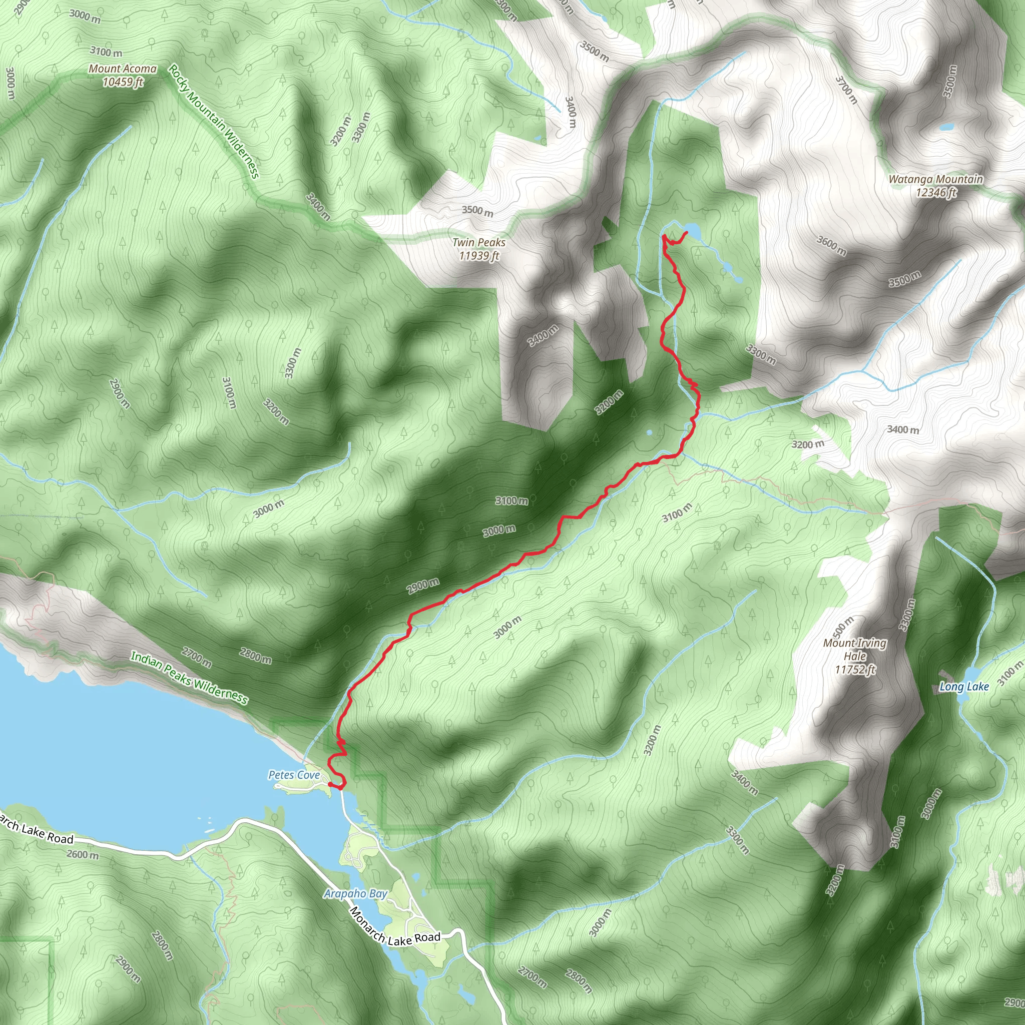 Watanga Lake via Roaring Fork Trail mobile static map