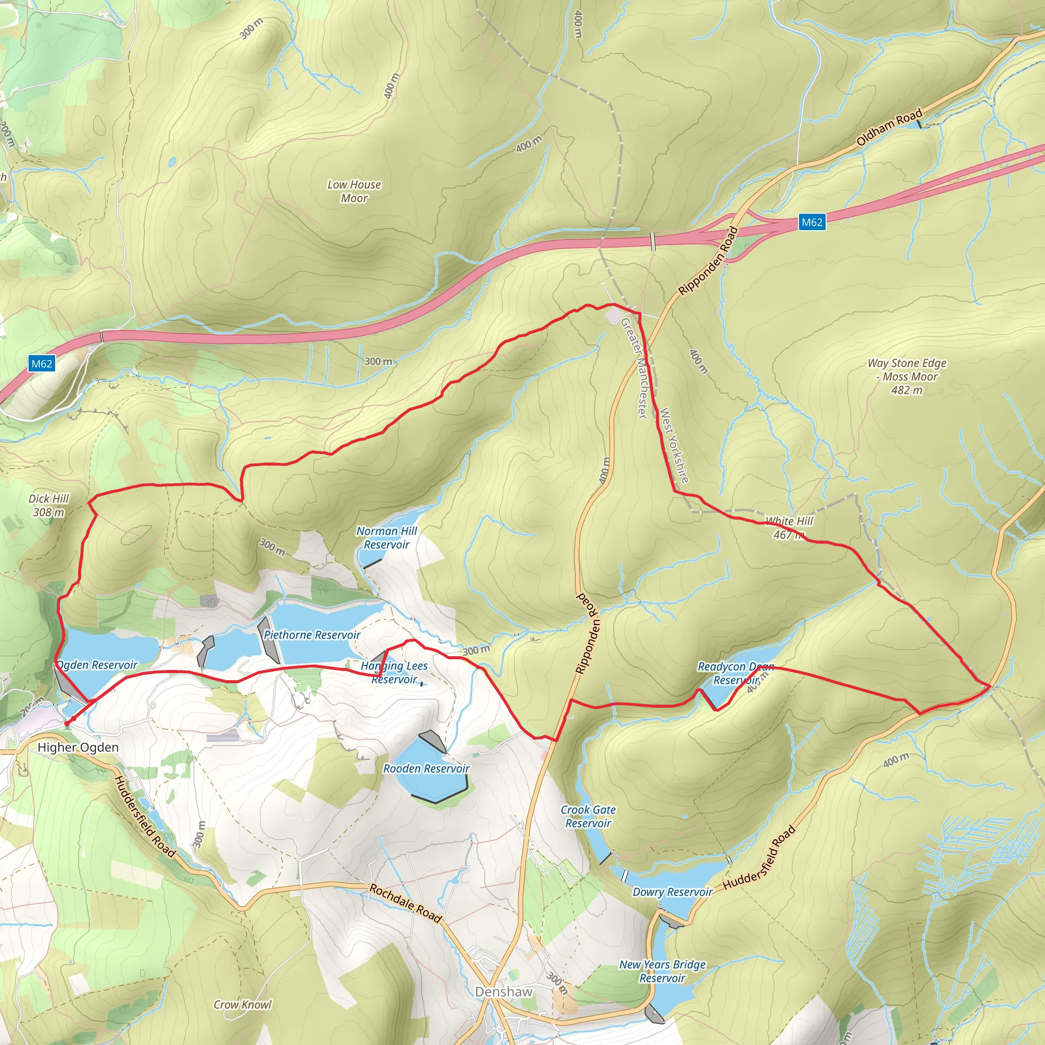 Windy Hills - White Hill and Piethorne Reservoir mobile static map