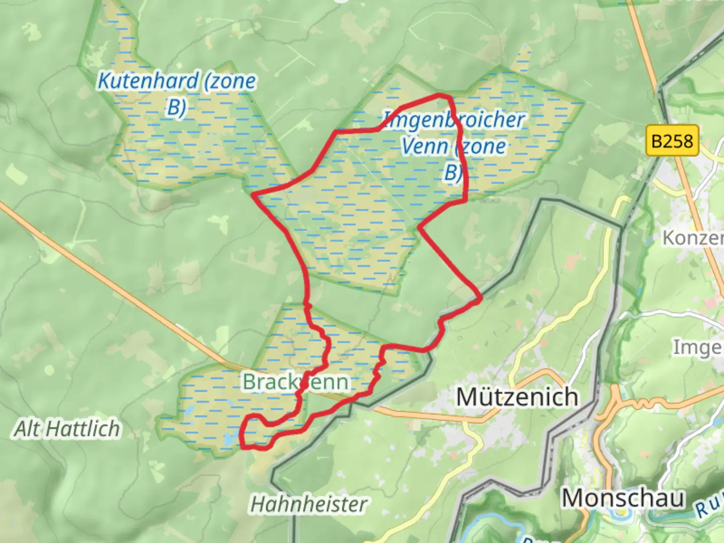 An image depicting the trail Brackvenn and Steling Loop and its surrounding area.