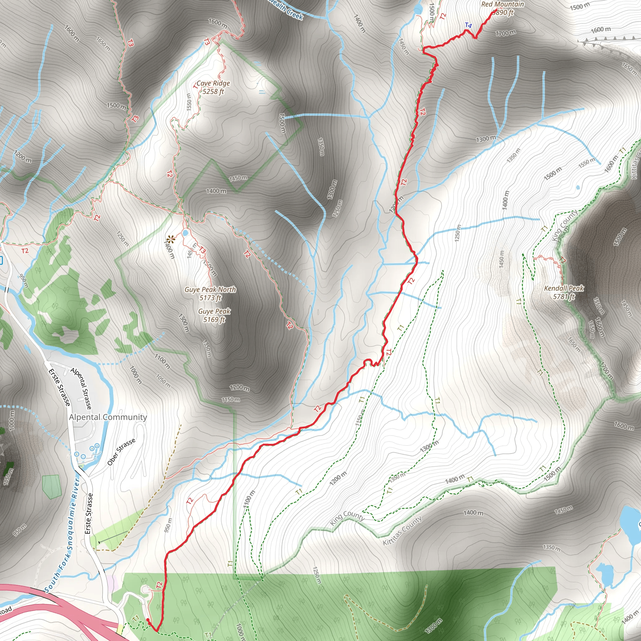 Red Mountain Out and Back mobile static map