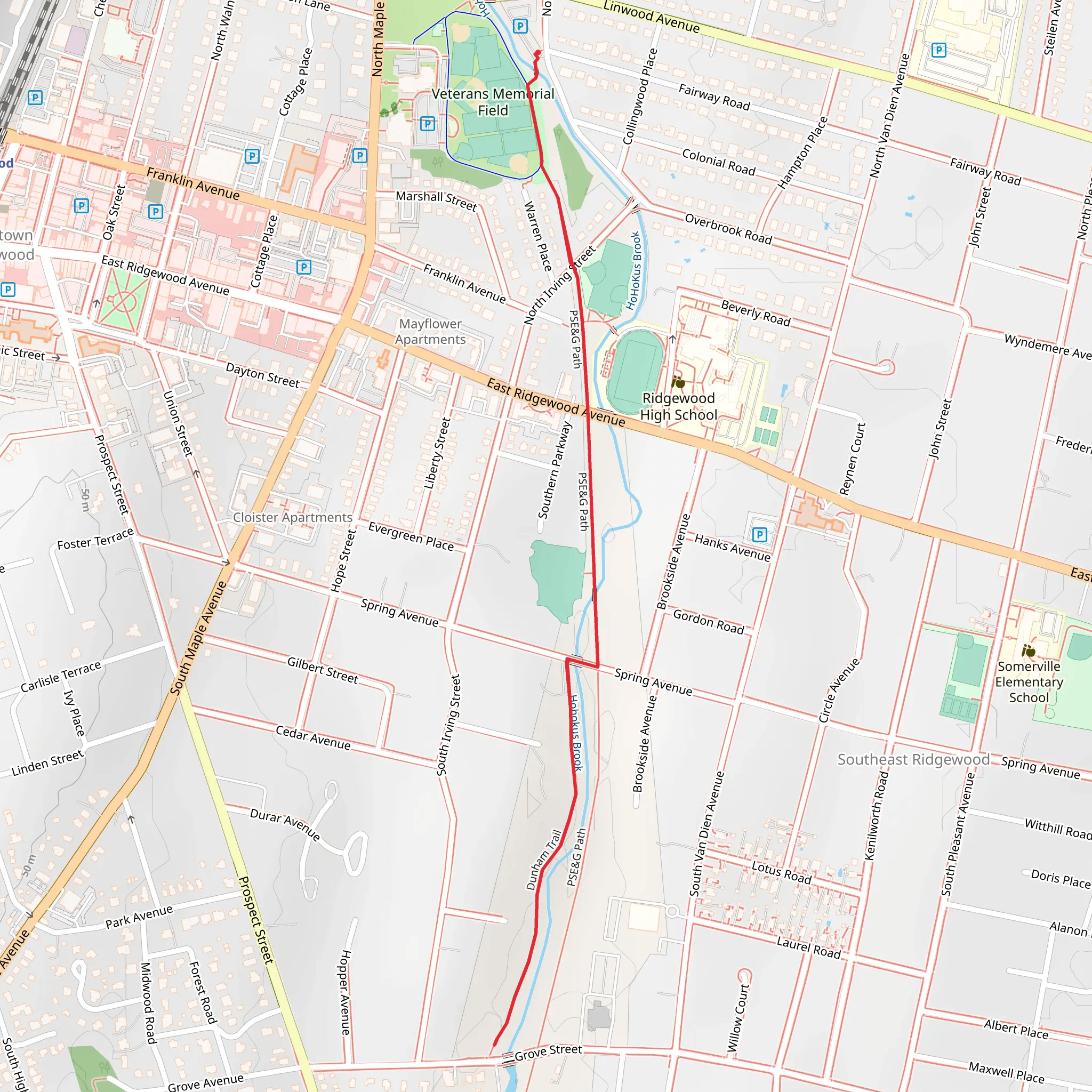 Northern Parkway to Hohokus Brook mobile static map