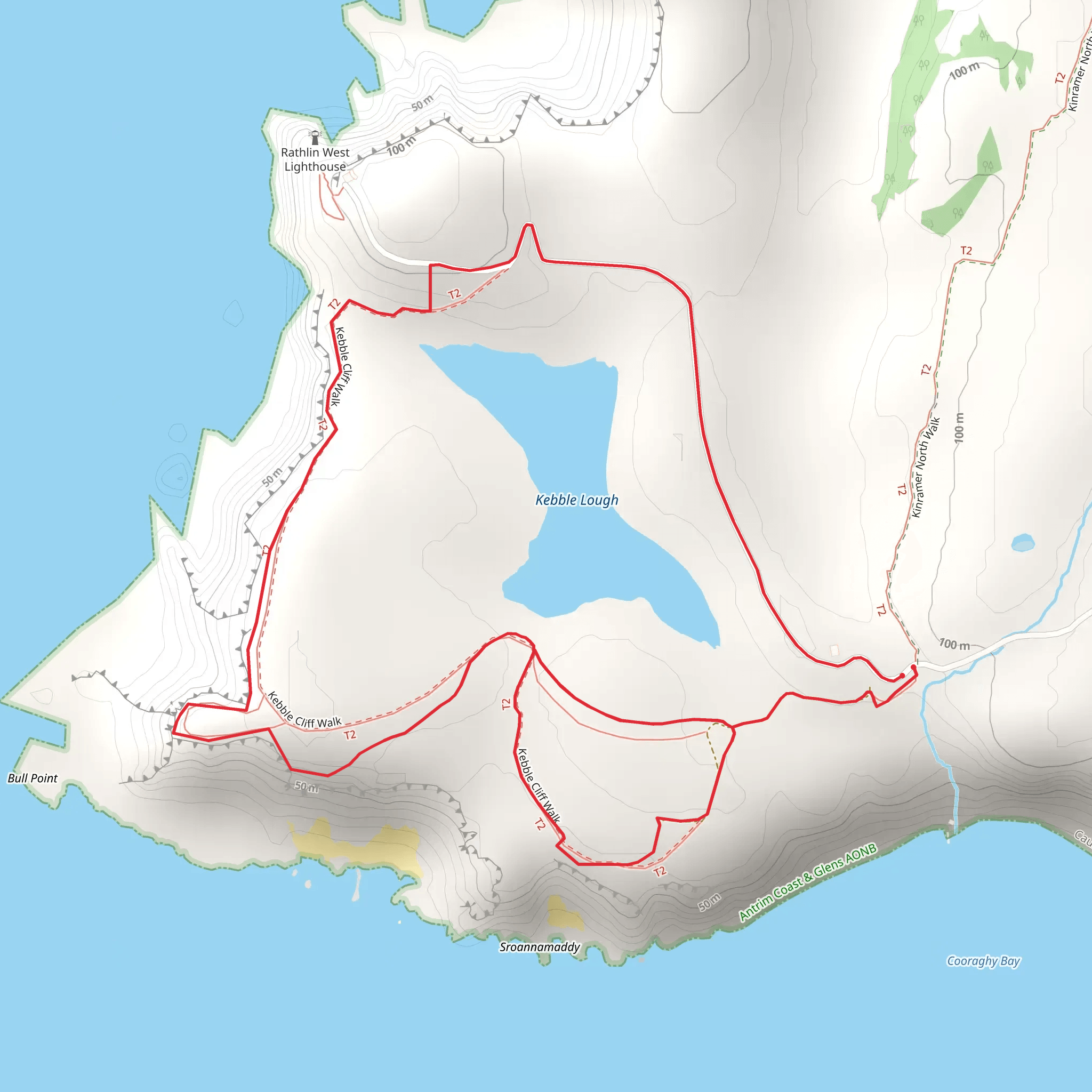 Rathlin Kebble Cliff Walk mobile static map