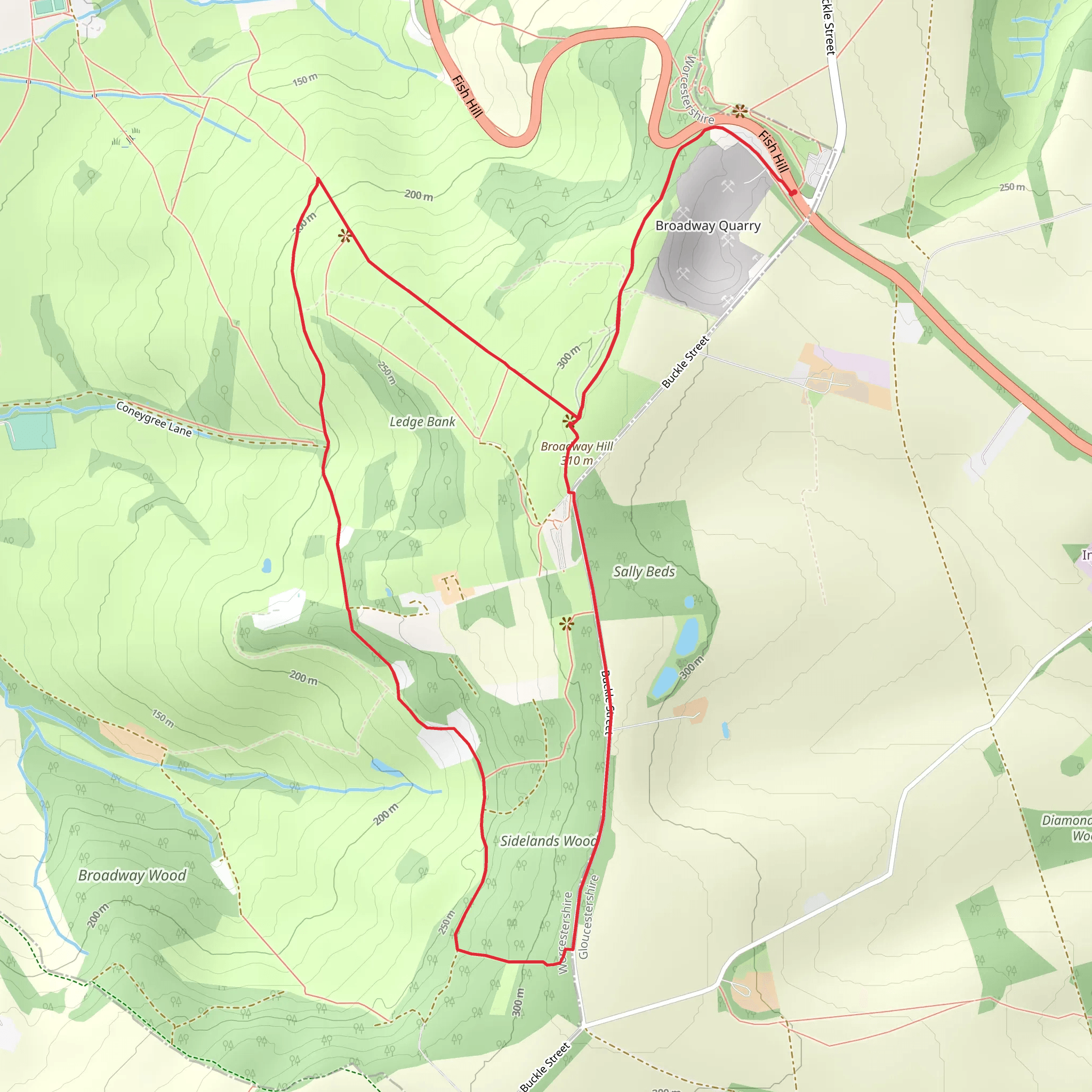 Broadway Tower Country Park Loop mobile static map