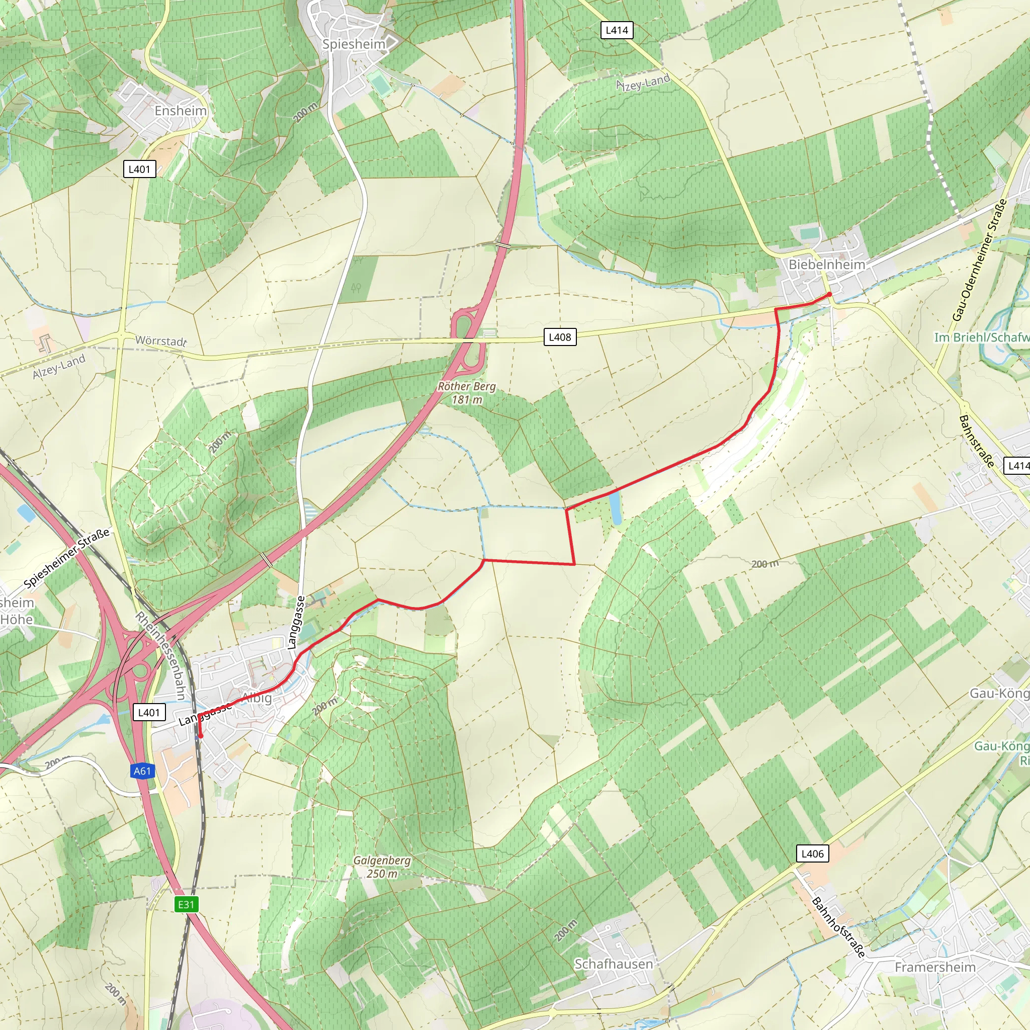 Albig to Biebelnheim via Jakobsweg Rheinhessen mobile static map