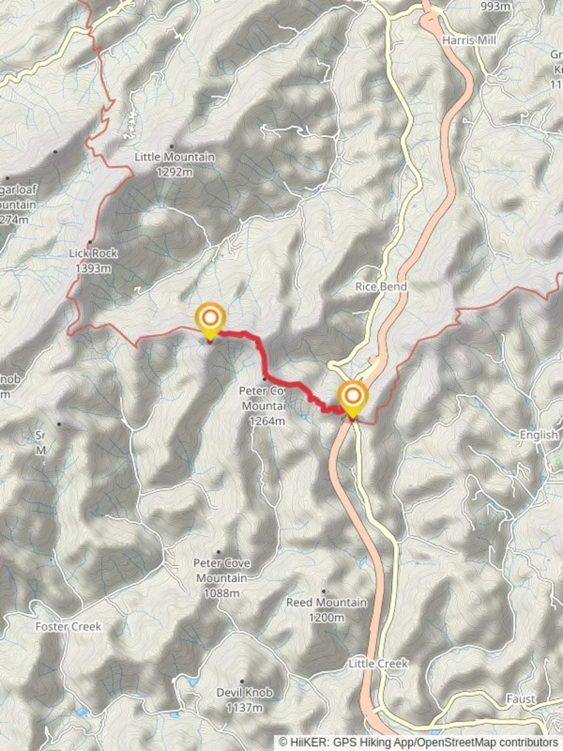 An image depicting the trail High Rock, Peter Cove Mountain via Appalachian Trail and its surrounding area.