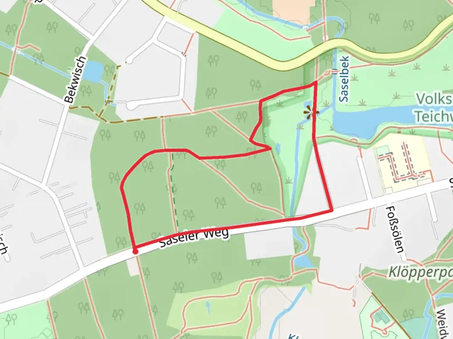 An image depicting the trail Beim Großen Teich and Volksdorfer Rundwanderweg Loop and its surrounding area.