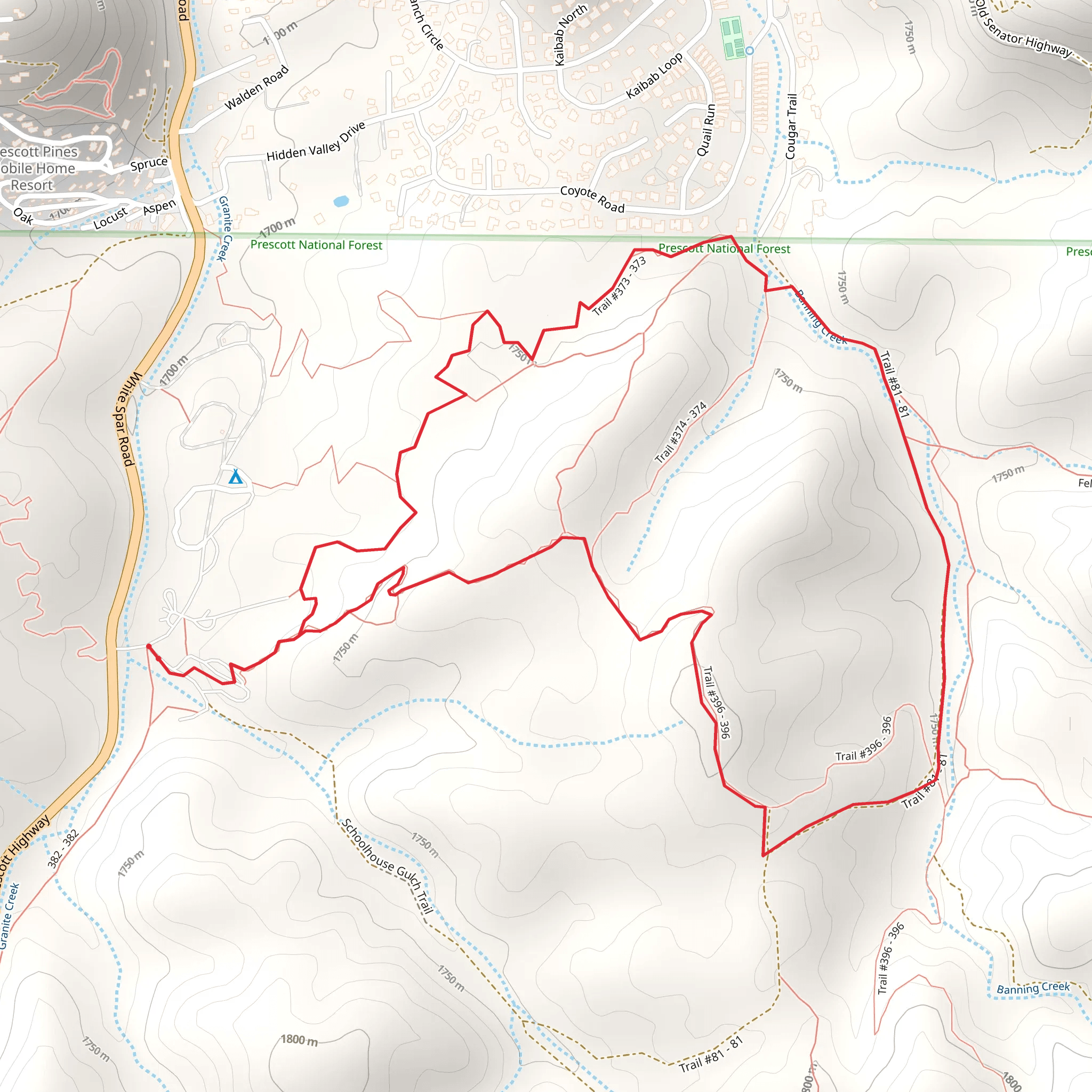 Banning Creek and Prescott Circle Loop Trail mobile static map