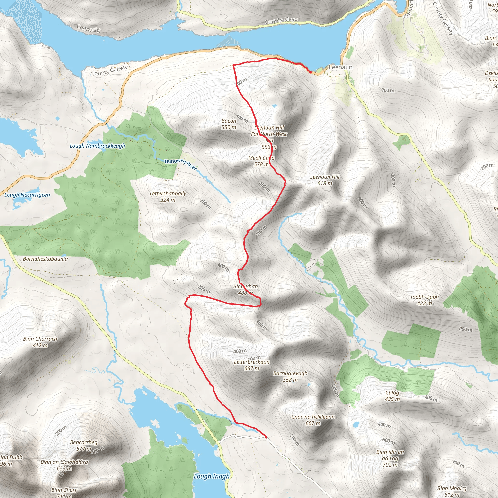 Maumturk to Leenaun mobile static map