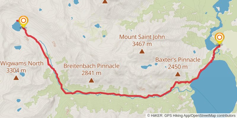 Lake Solitude Trail stage 2 Map