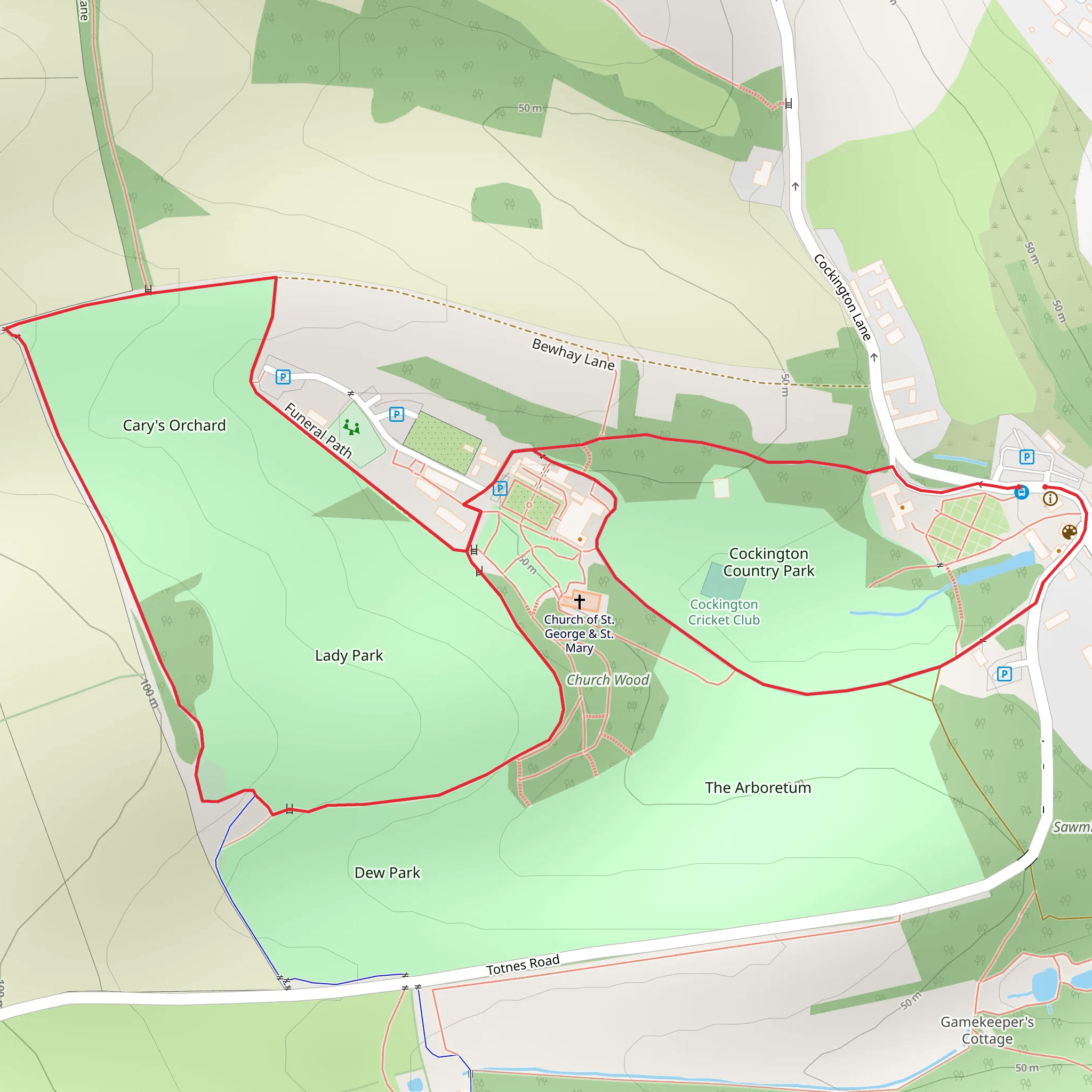 Lady Park Loop - Cockington mobile static map
