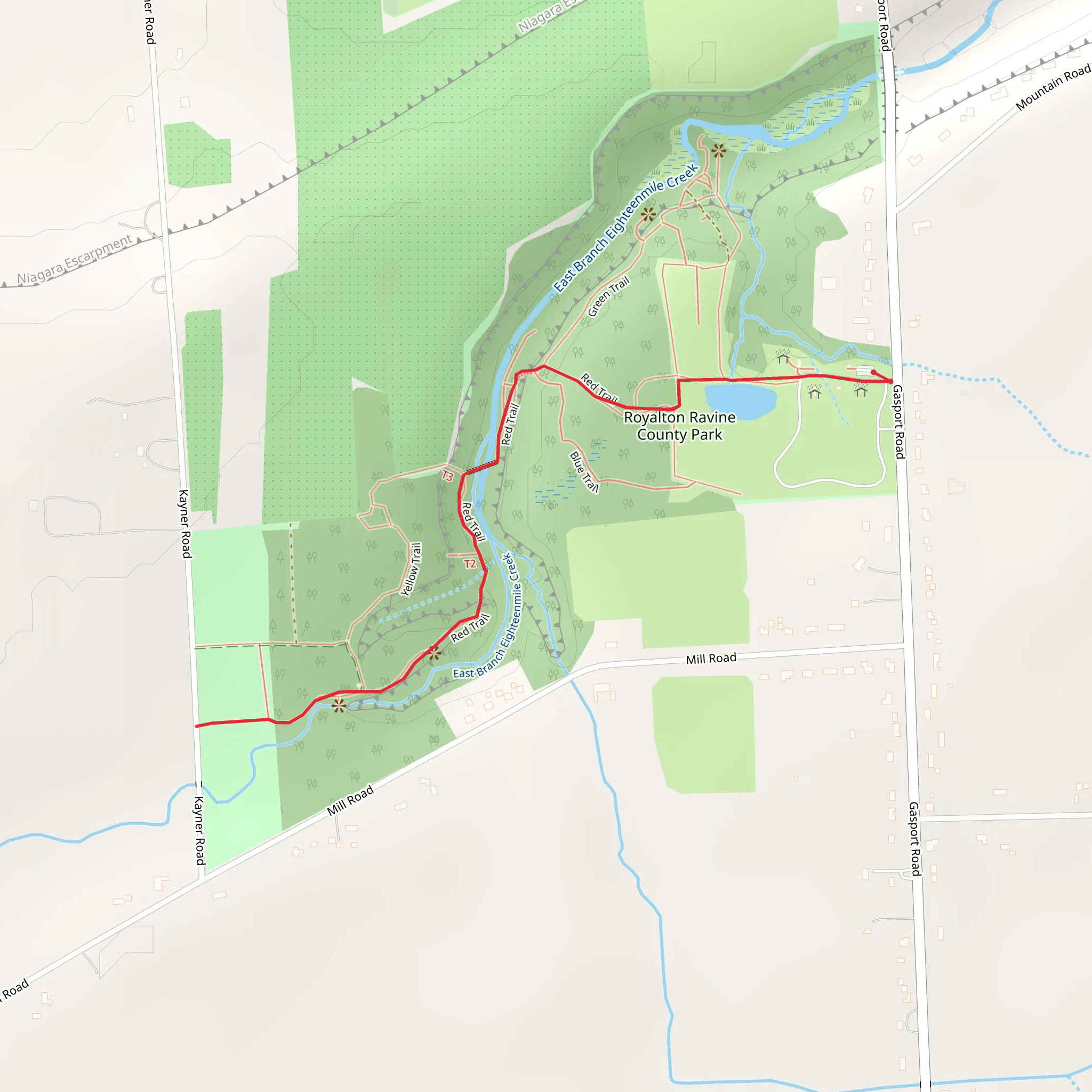 Red trail from Gasport Road mobile static map