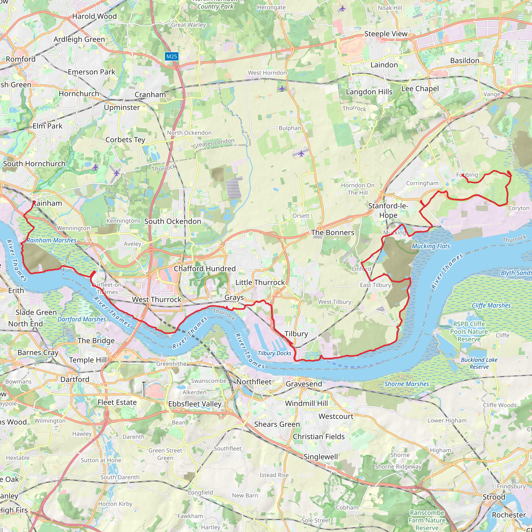 Lasso Essex - Rainham to Corringham mobile static map