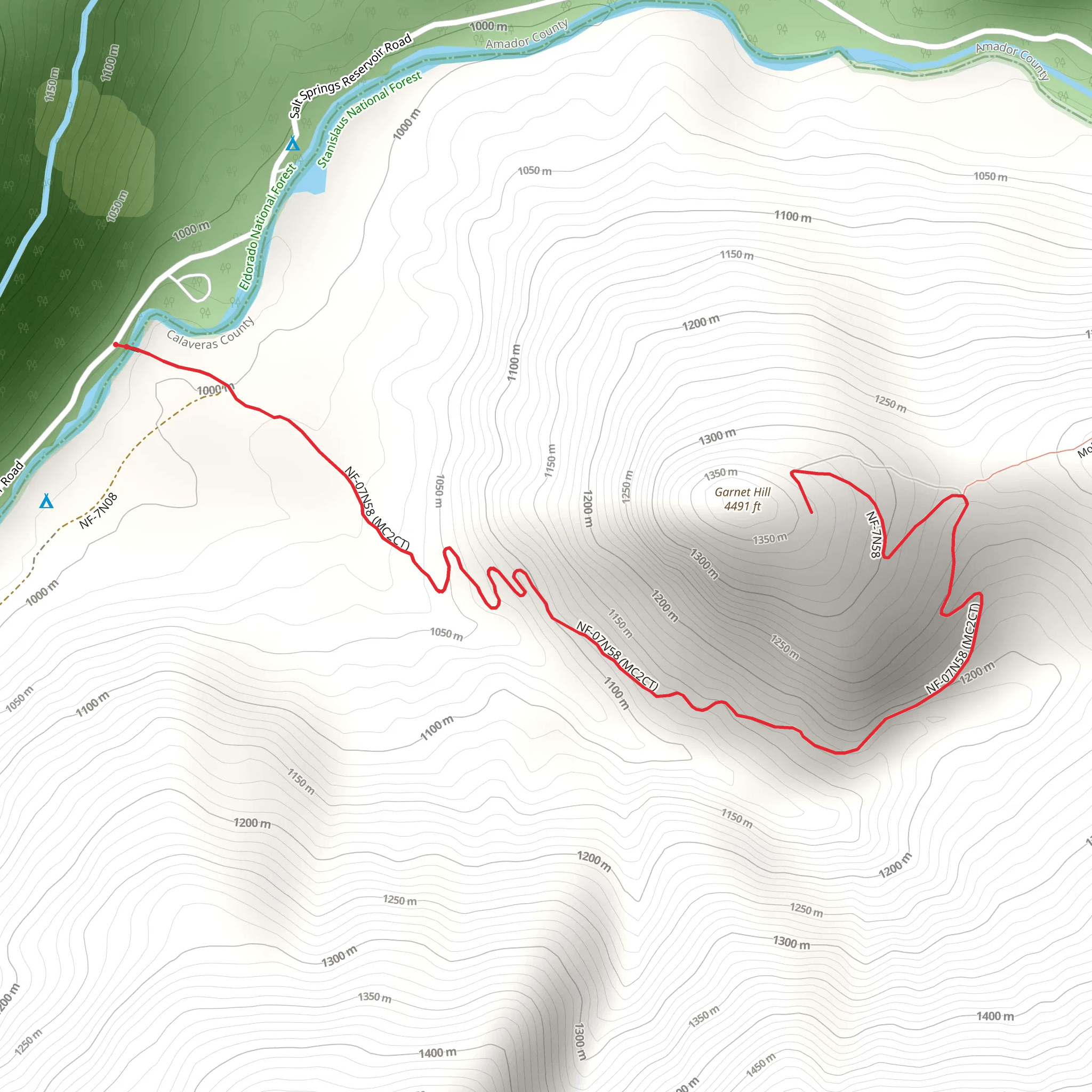 Garnet Hill Trail mobile static map