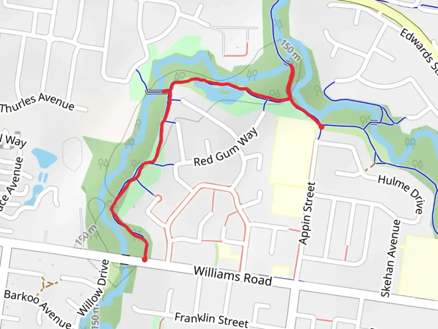 An image depicting the trail Three Mile Creek Trail and its surrounding area.