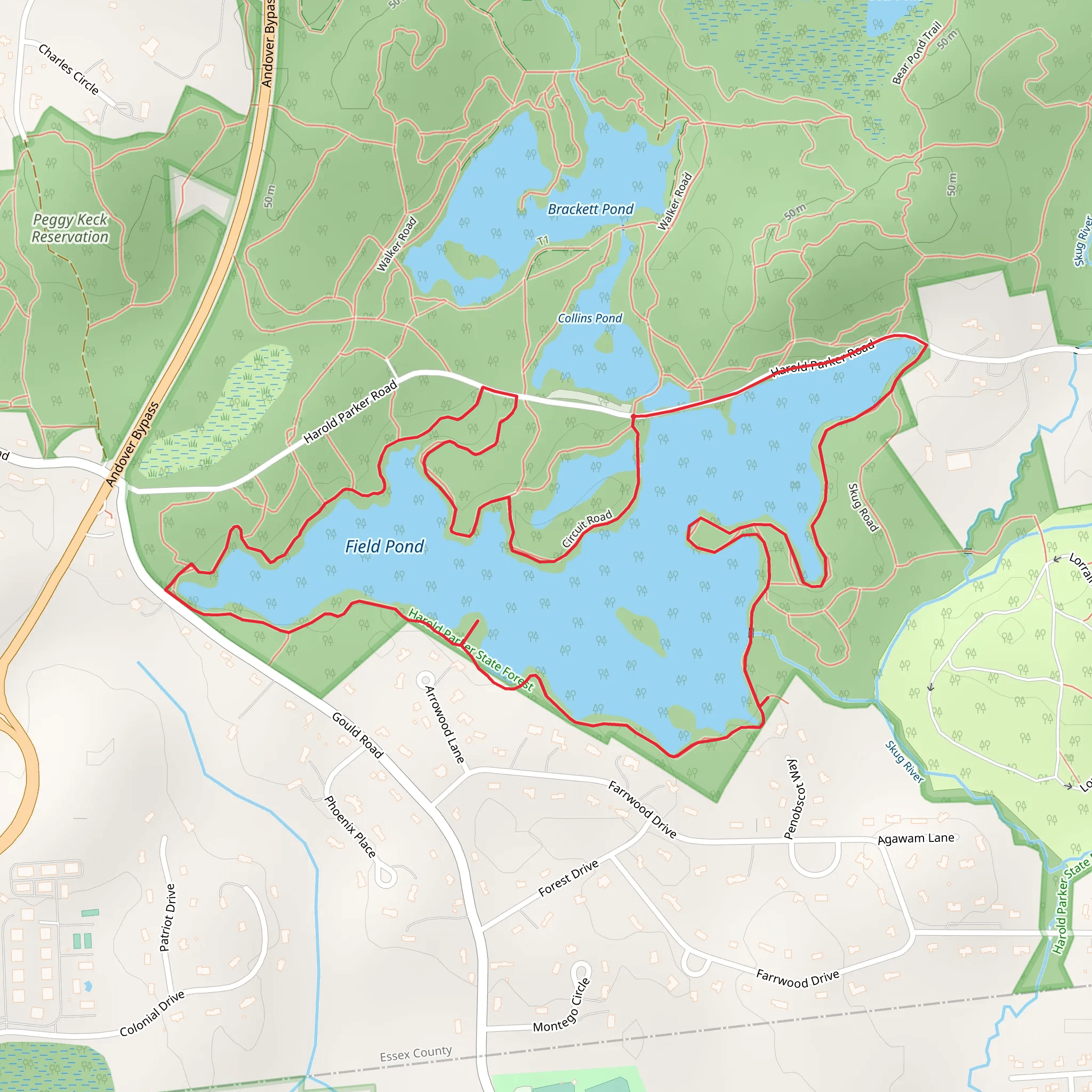 Field Pond Loop Harold Parker Road mobile static map