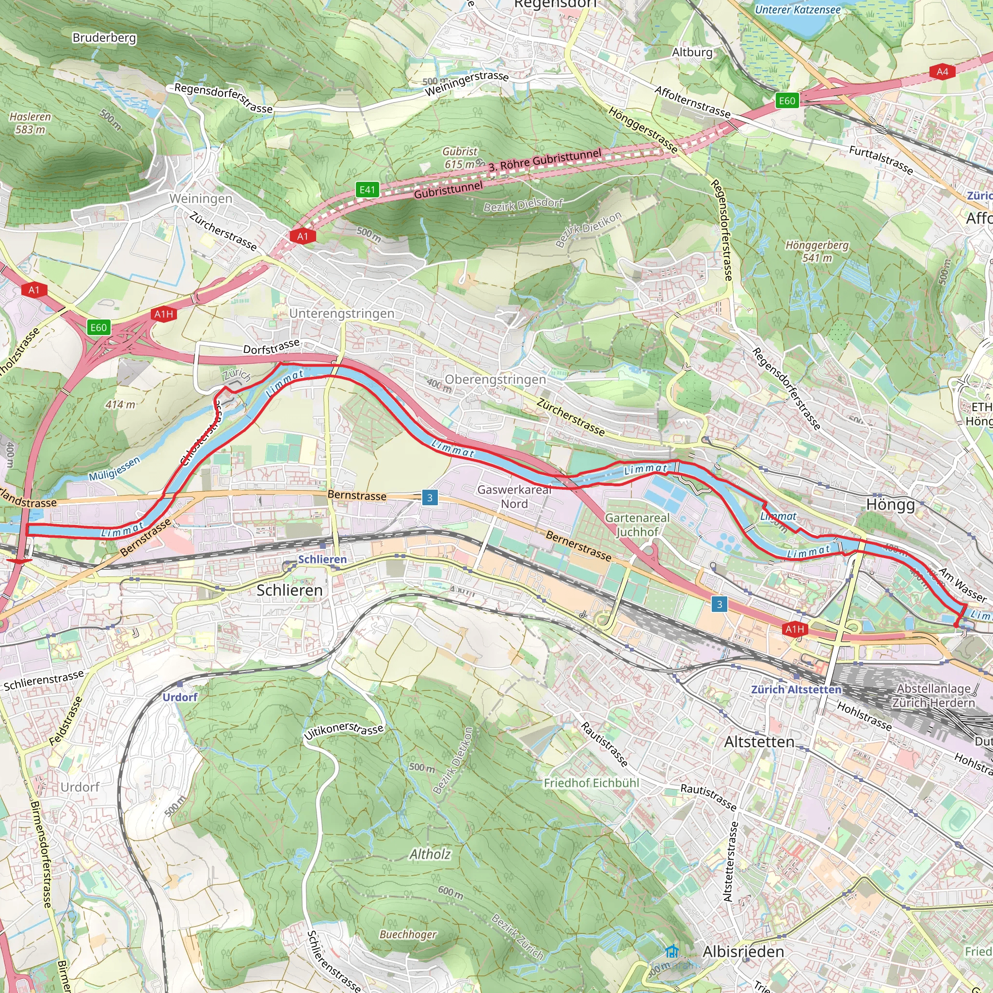 Limmat-Uferweg mobile static map
