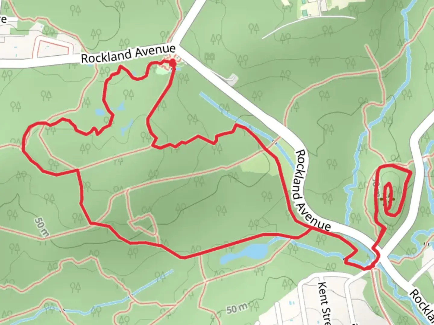 An image depicting the trail Greenbelt Nature Center Loop and its surrounding area.