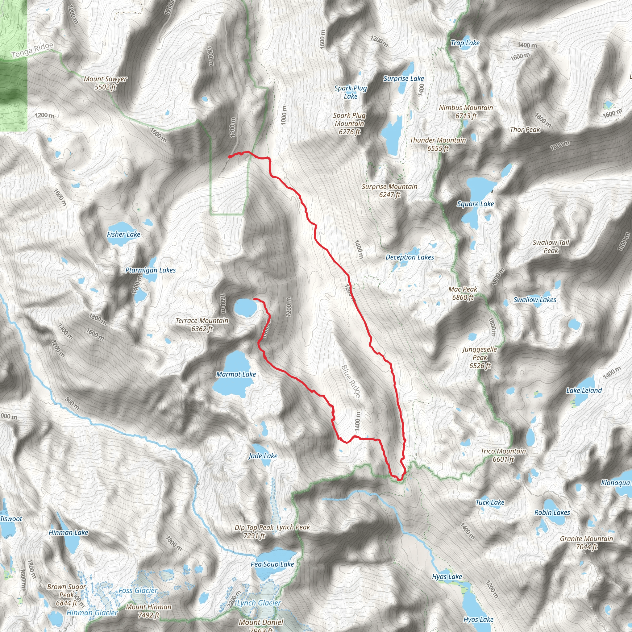 Lake Clarice Trail via Deception Creek Trail mobile static map