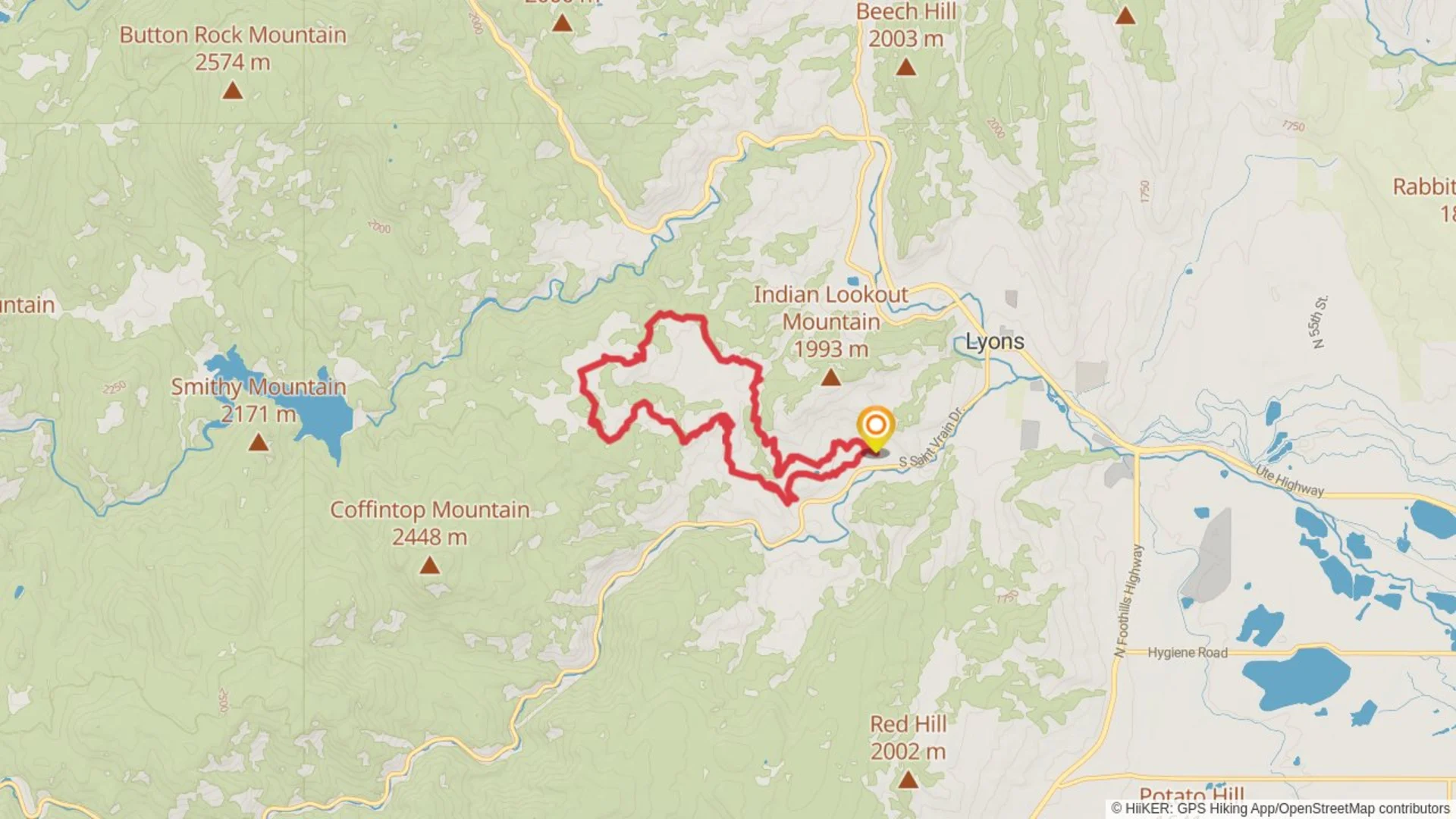 An image depicting the trail Night Hawk Trail, Bitterbrush Trail and Nelson Loop and its surrounding area.