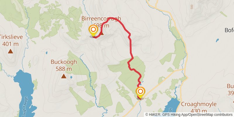 Mount Eagle and Birreencorragh Mountain Walk stage 2 Map