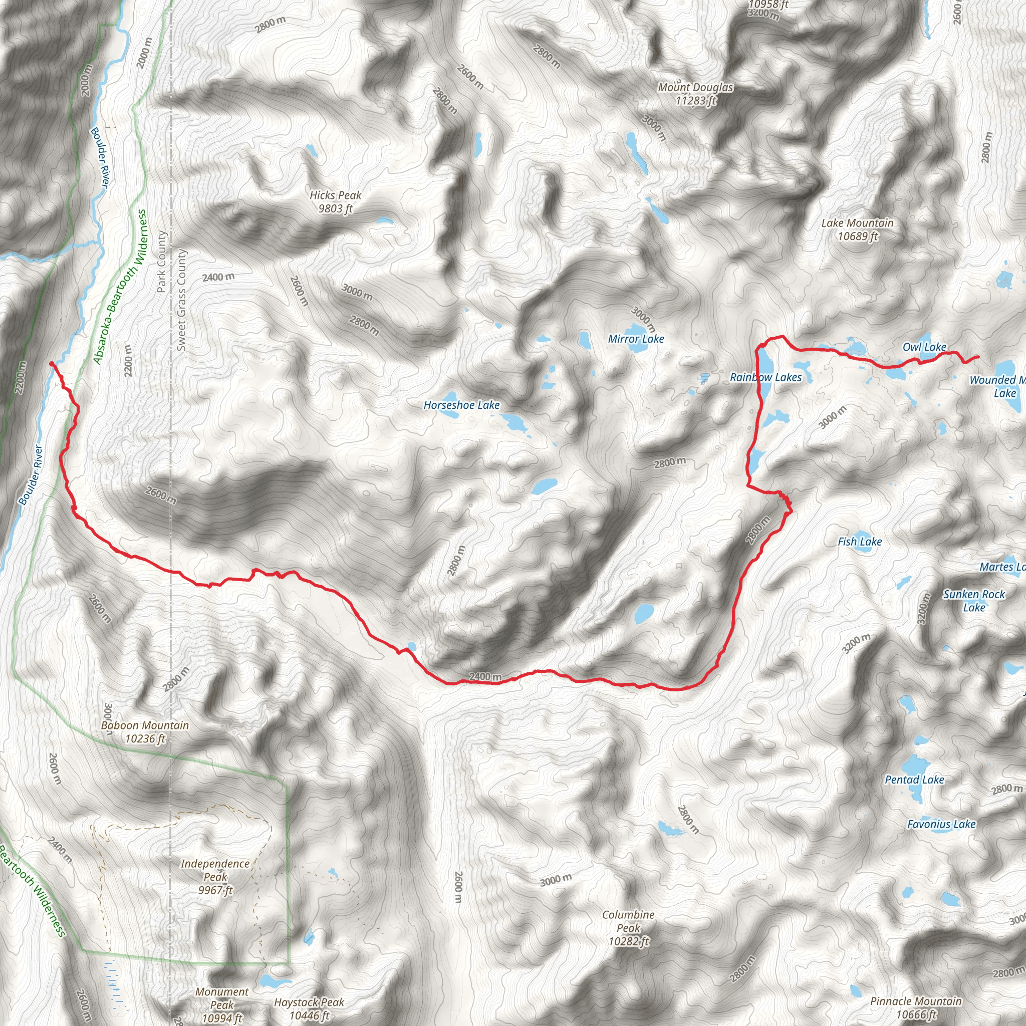 Rainbow Creek Trail via East Fork Boulder Trail mobile static map