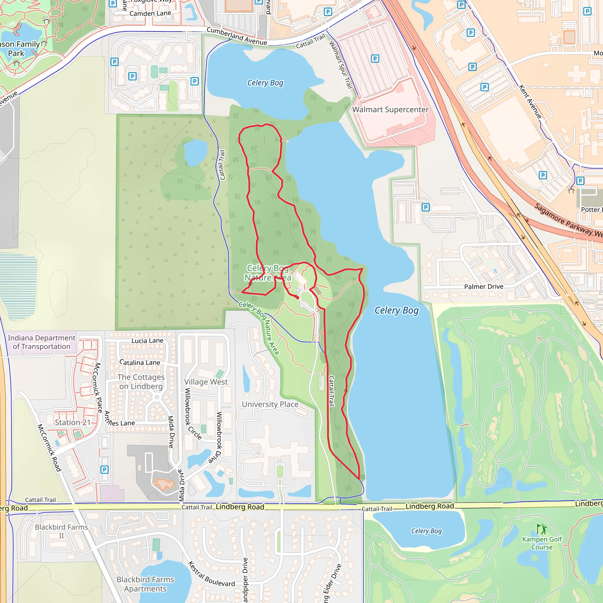 Celery Bog via Cattail Trail mobile static map