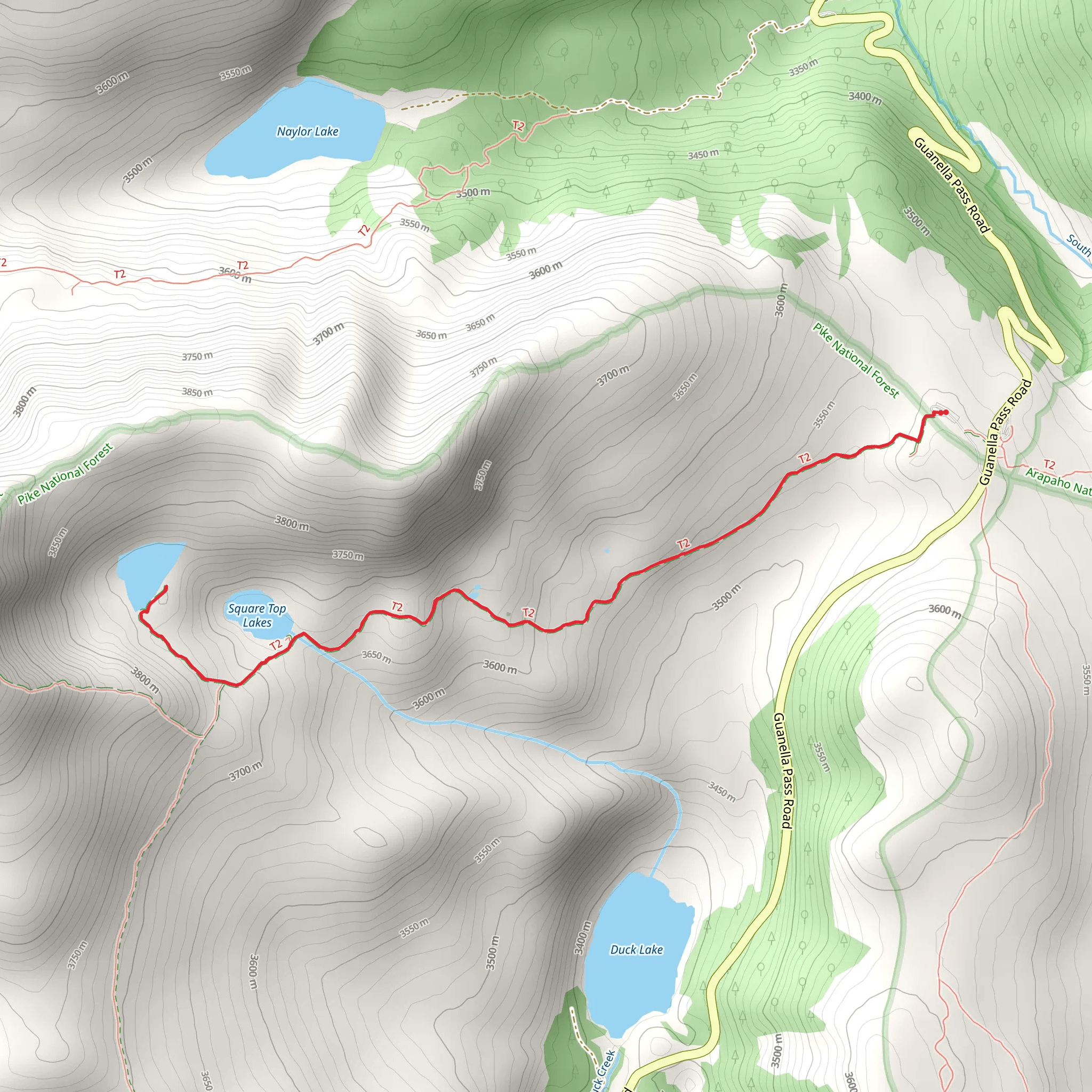 Square Top Lakes via South Park Trail mobile static map