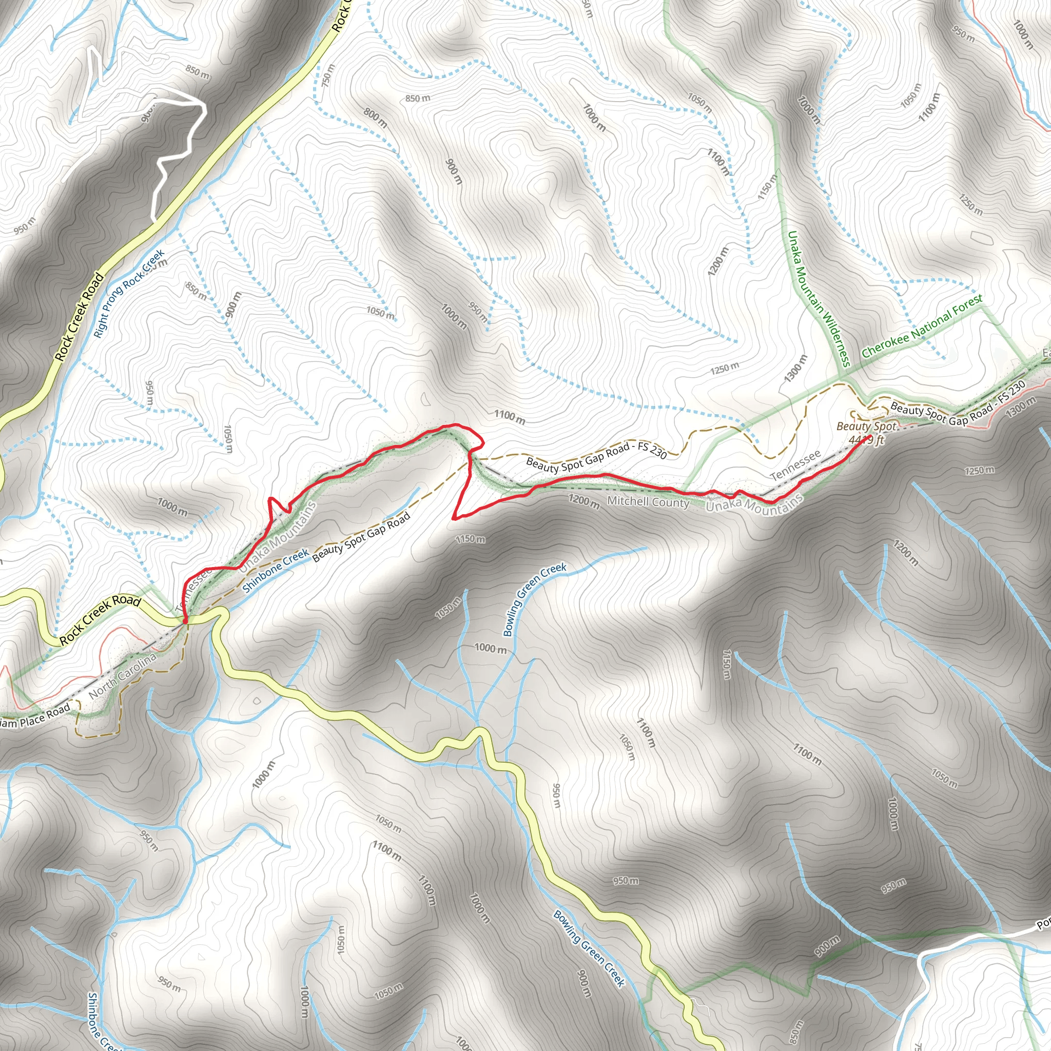 Beauty Spot via Appalachian Trail mobile static map