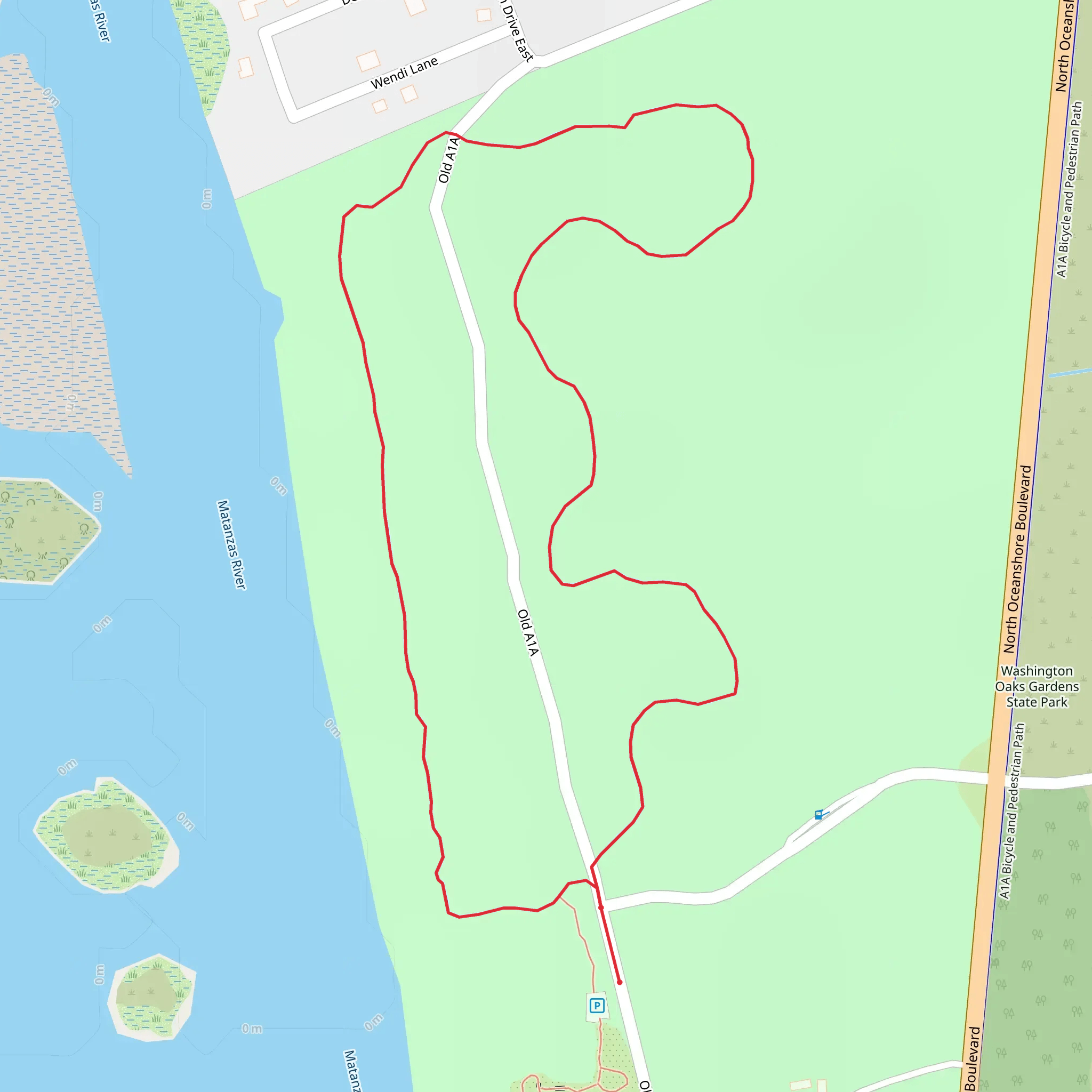 Washington Oaks Gardens State Park Loop mobile static map